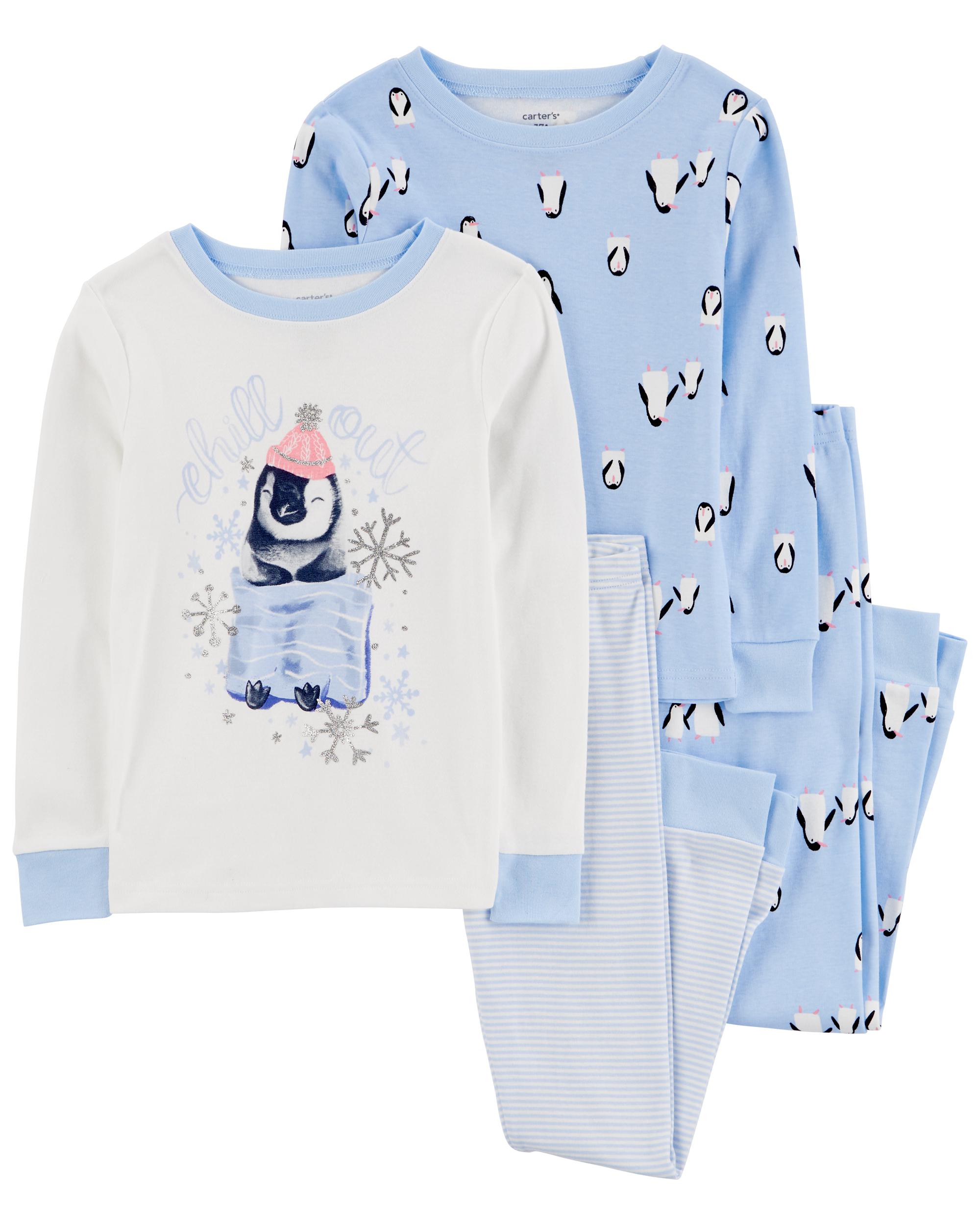 4-Piece Penguin 100% Snug Fit Cotton Pyjamas