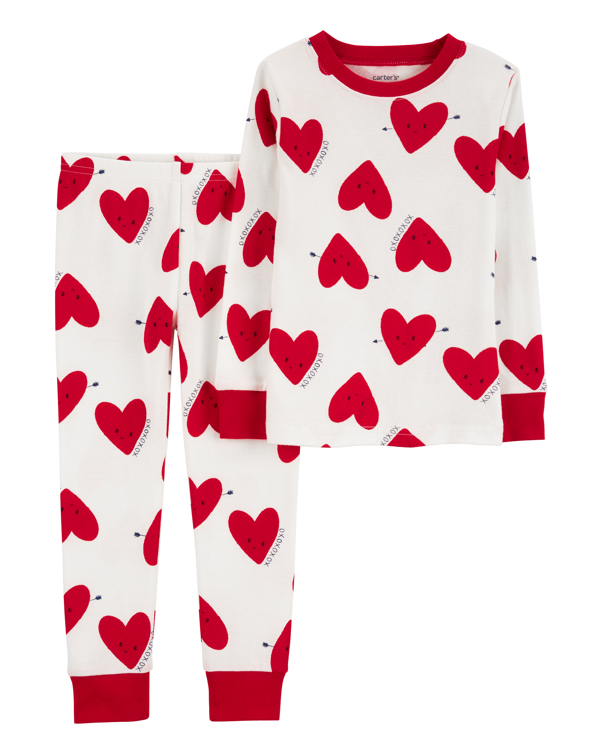 Baby Heart Print Valentine's Day Cotton 2-Piece Pyjamas