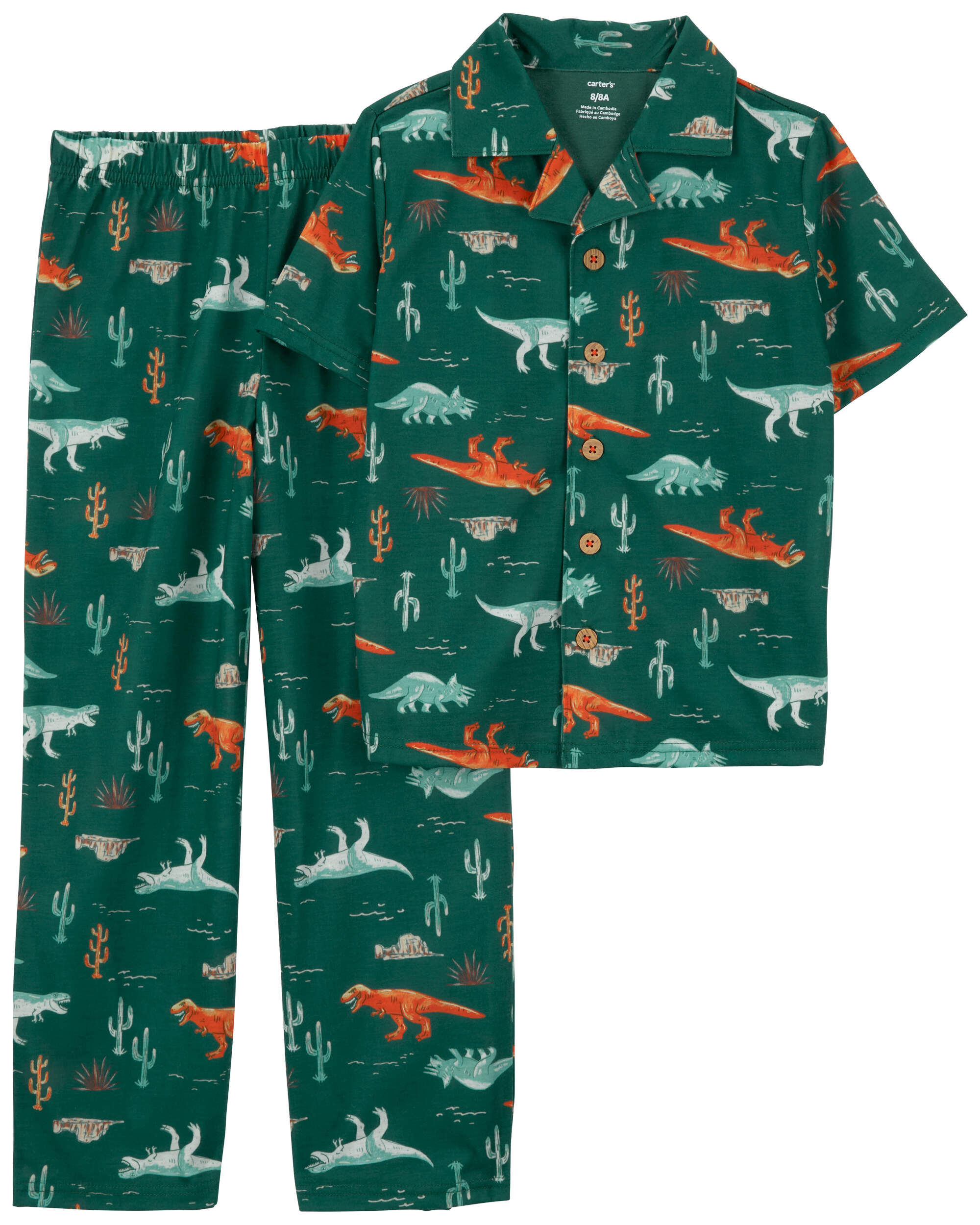 Kid 2-Piece Dinosaur Coat Style Pyjamas