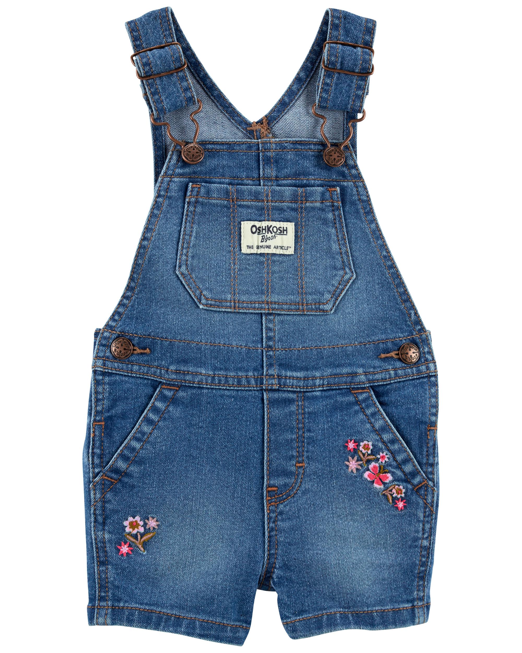 Embroidered Pocket Denim Shortall