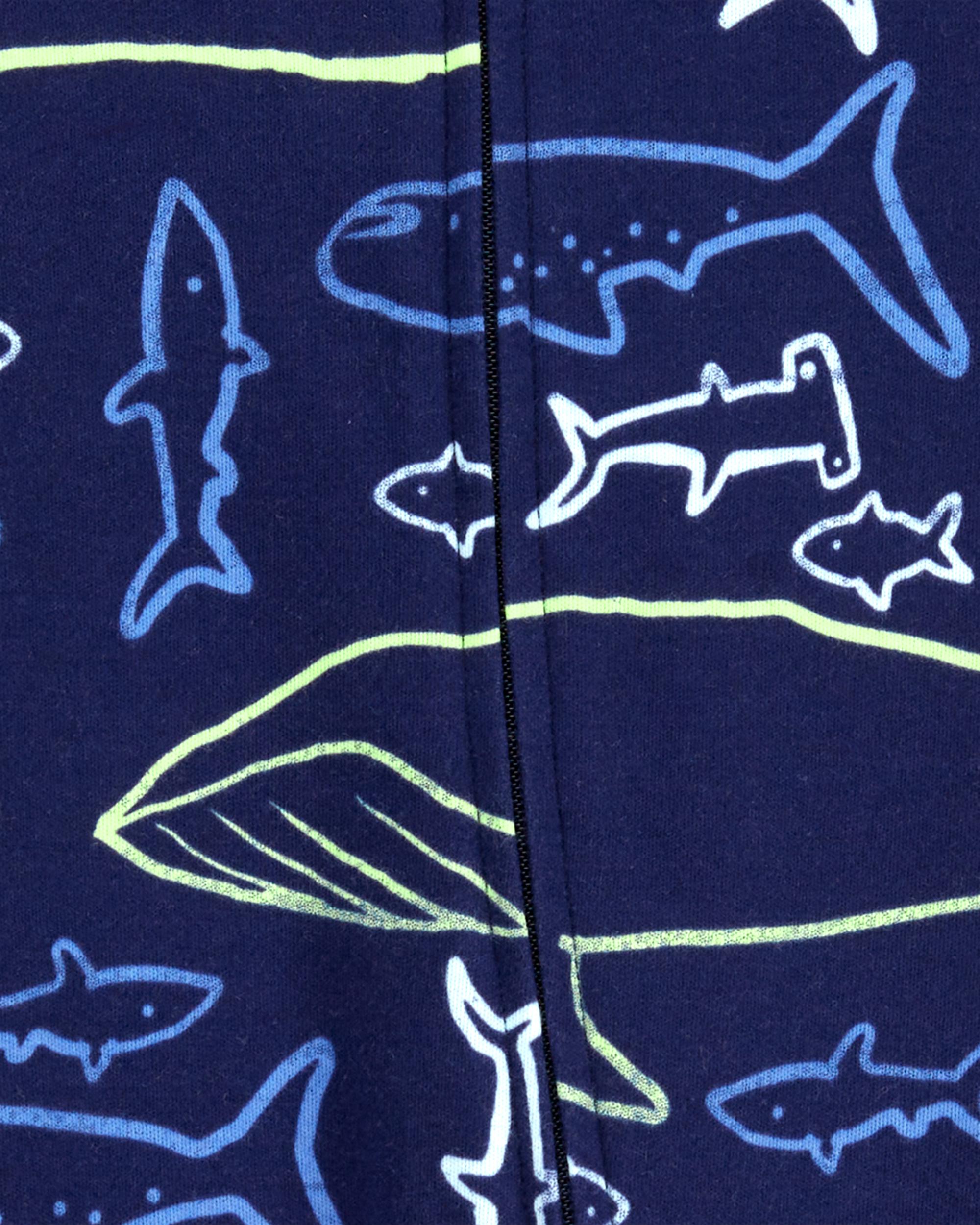 Baby Whale Snap-Up Cotton Sleeper Pyjamas