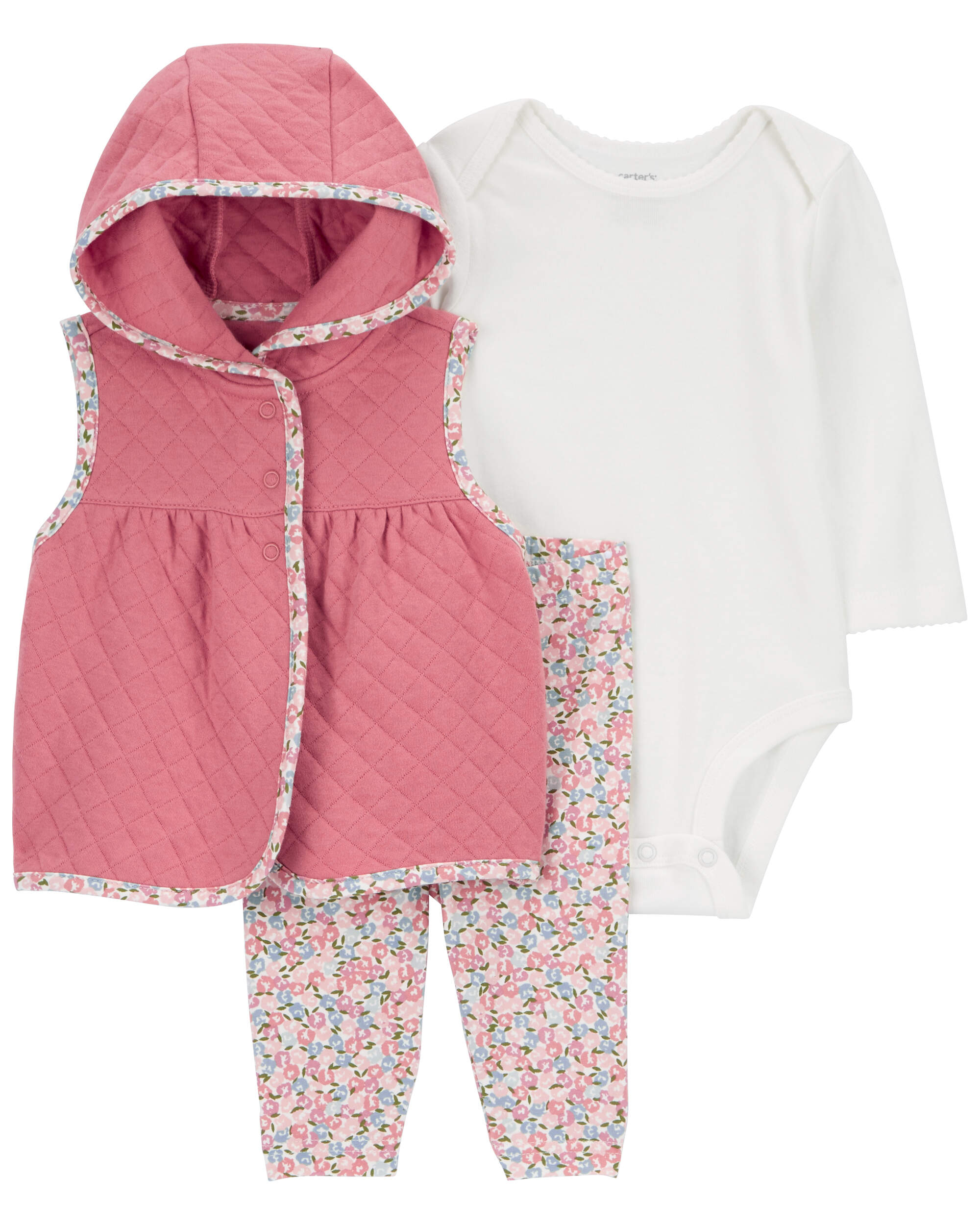 Baby 3-Piece Quilted Vest and Pants Set
