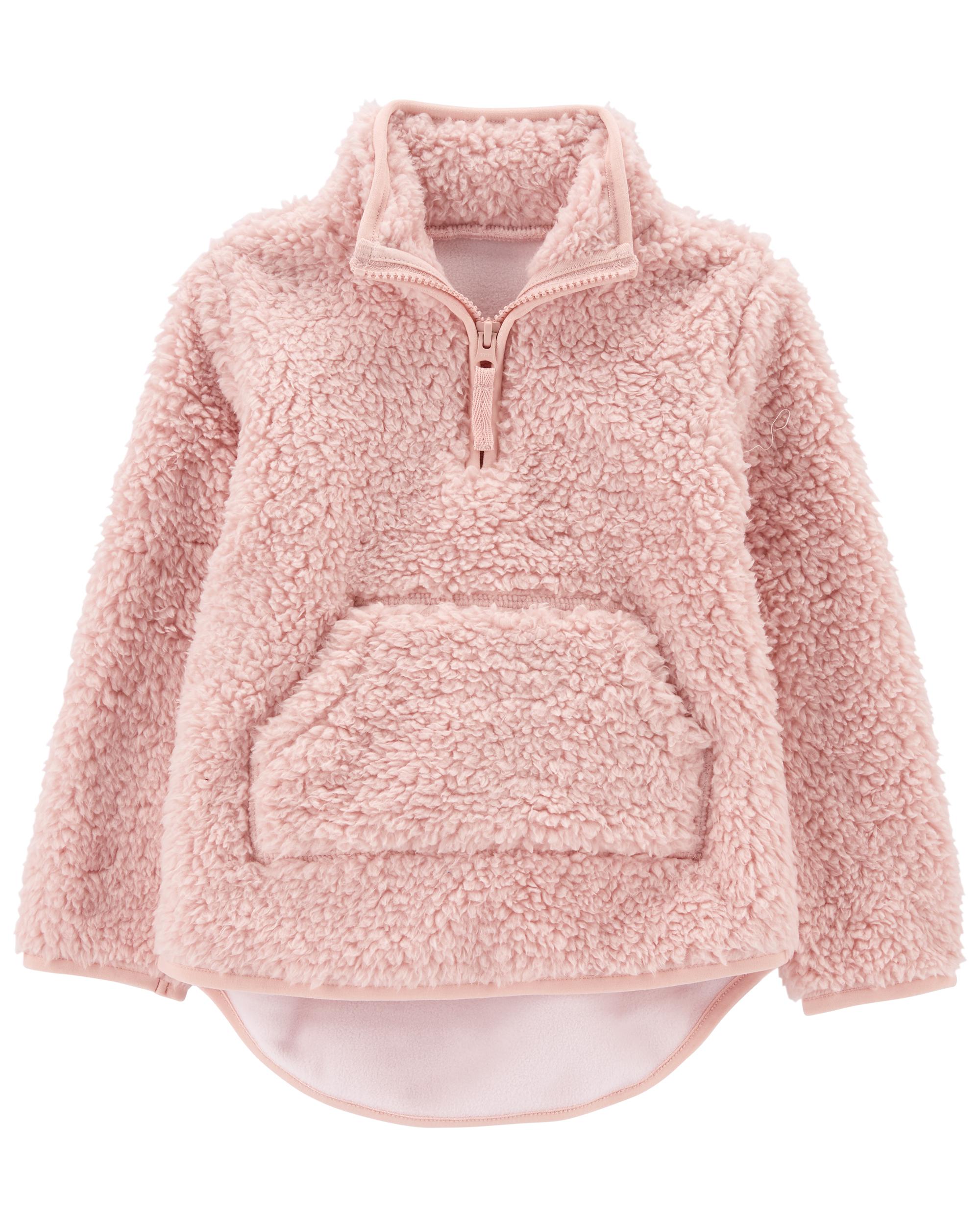 pink sherpa fleece pullover