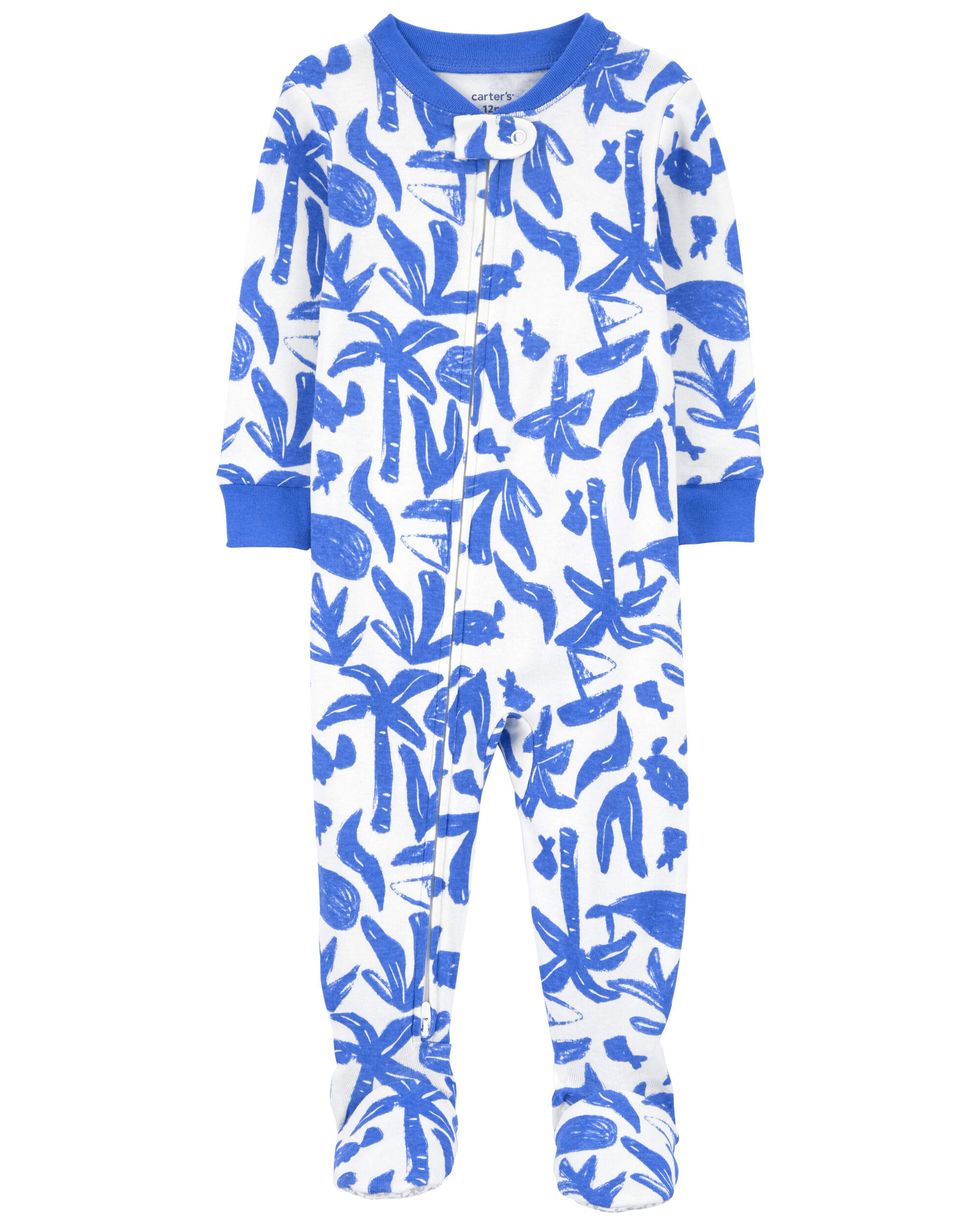 Baby 1-Piece Ocean Print 100% Snug Fit Cotton Footie Pyjamas