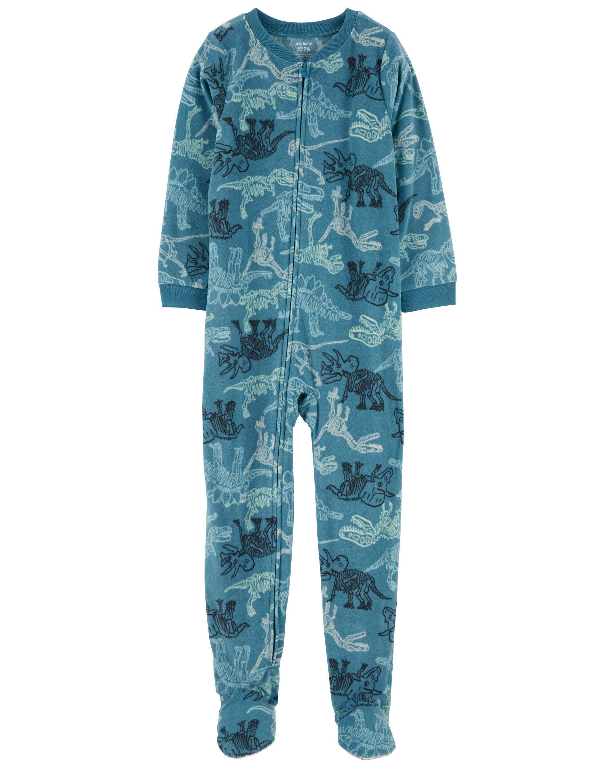 Kid 1-Piece Dinosaur Fleece Footie Pyjamas