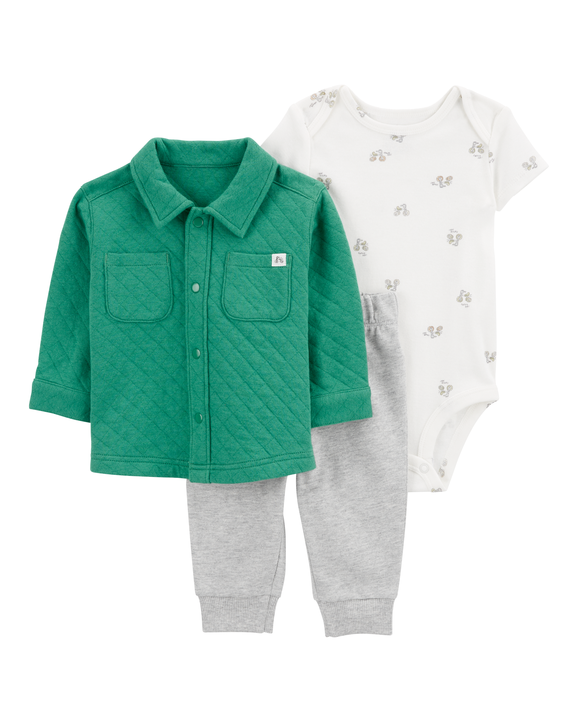 Baby 3-Piece Quilted Little Cardigan Set