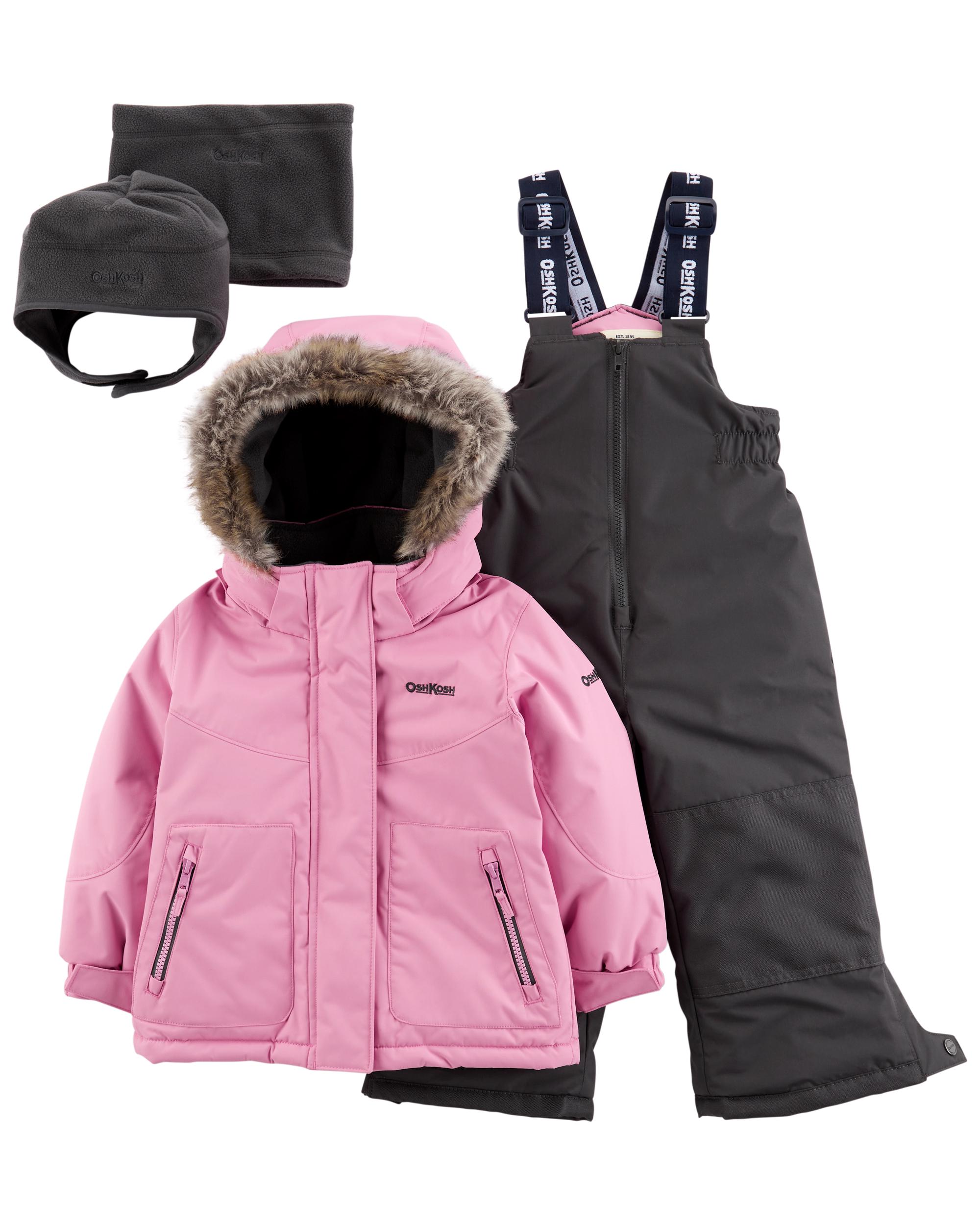 Pink Toddler 2 Piece Snowsuit With Bonus Hat And Neck Warmer Carter s Oshkosh Canada