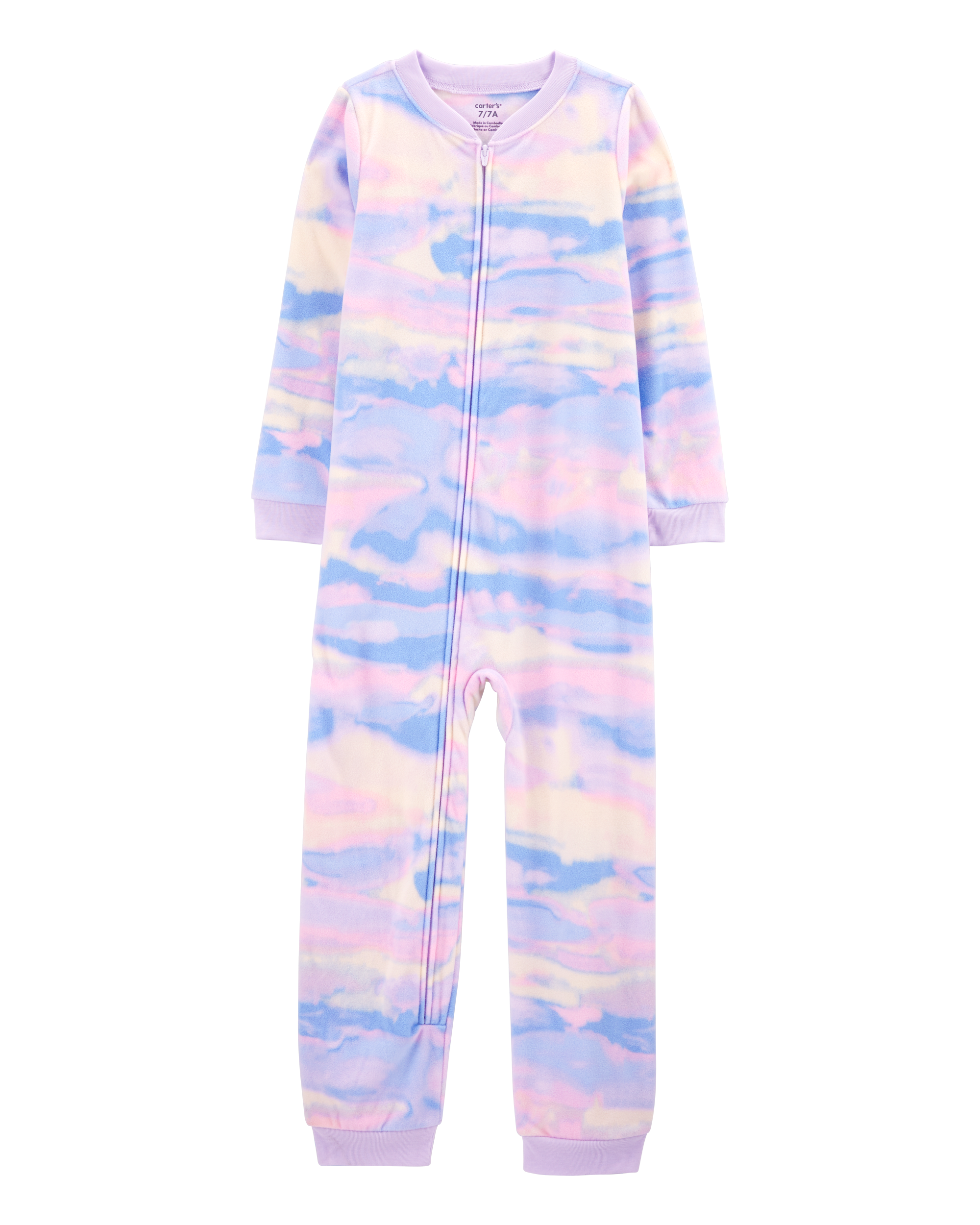 Kid 1-Piece Tie-Dye Fleece Footless Pyjamas