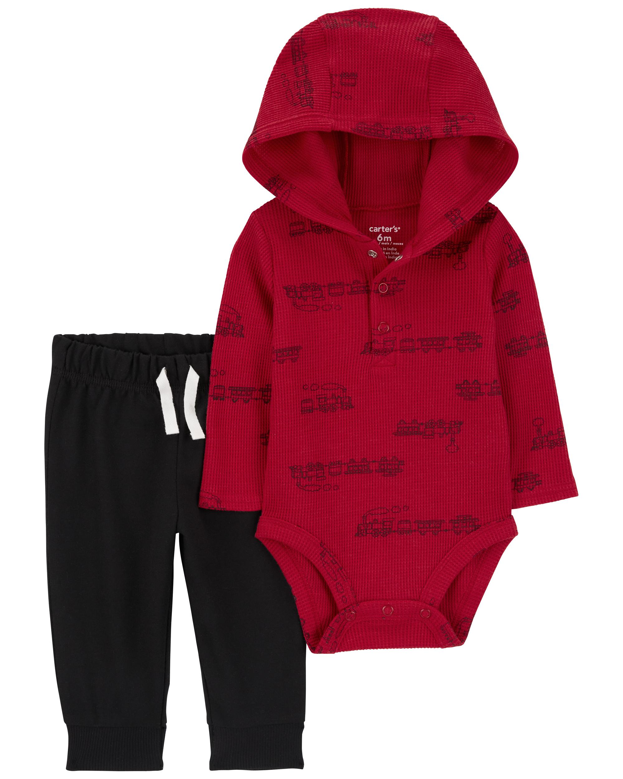 Baby 2-Piece Train Hooded Bodysuit Pant Set