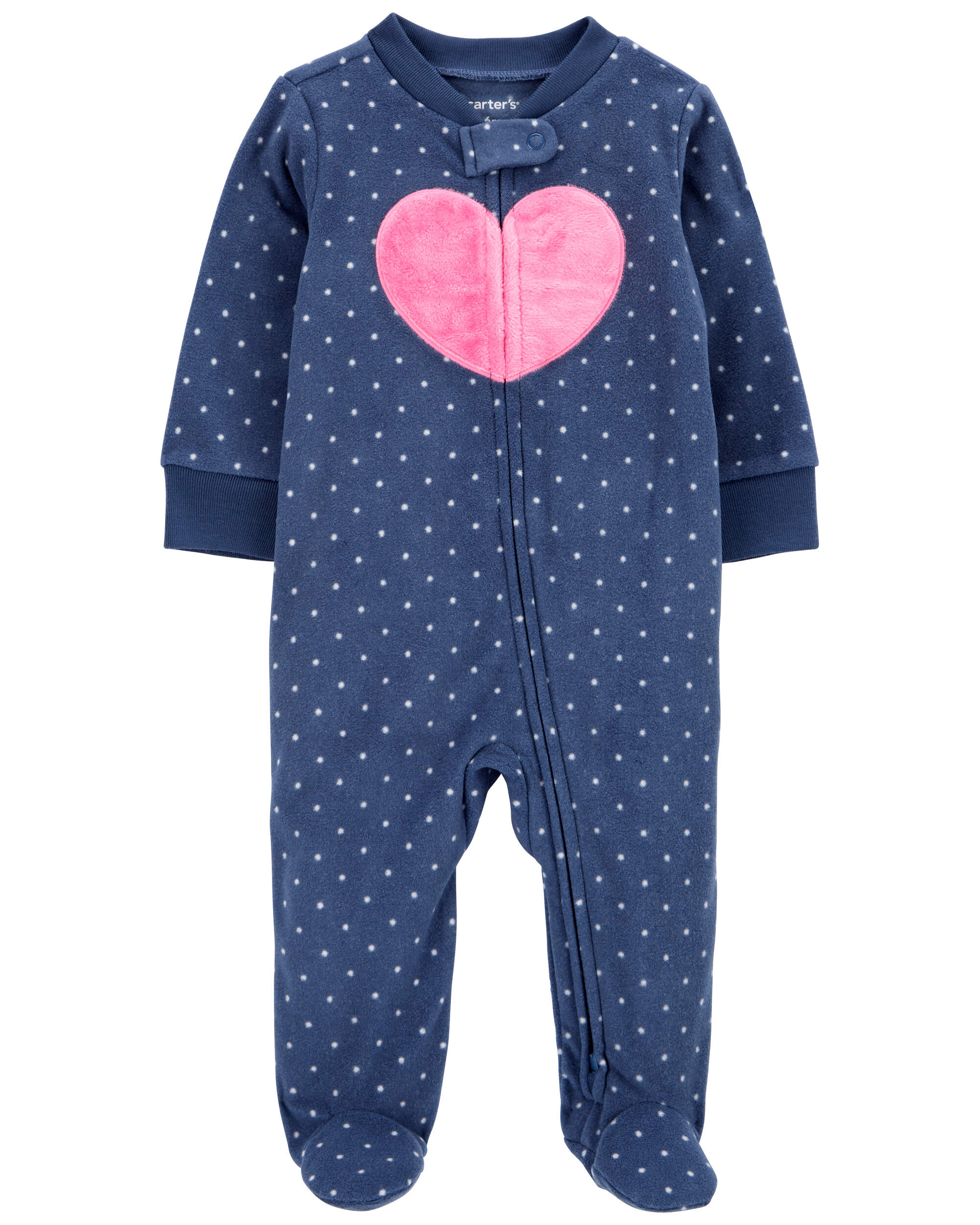 Baby Heart Fleece Zip-Up Footie Sleep & Play Pajamas