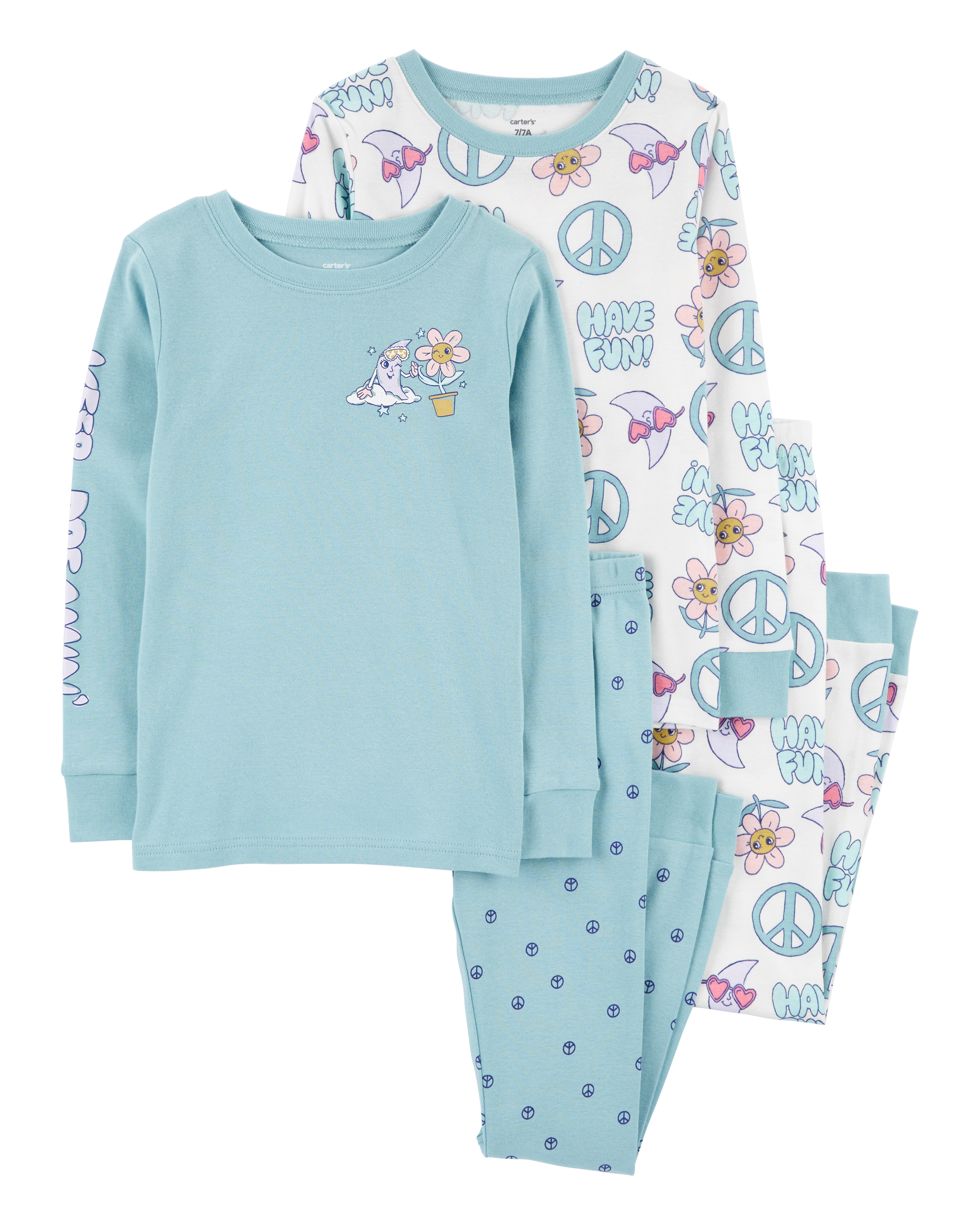 Kid 4-Piece Peace Sign 100% Snug Fit Cotton Pyjamas