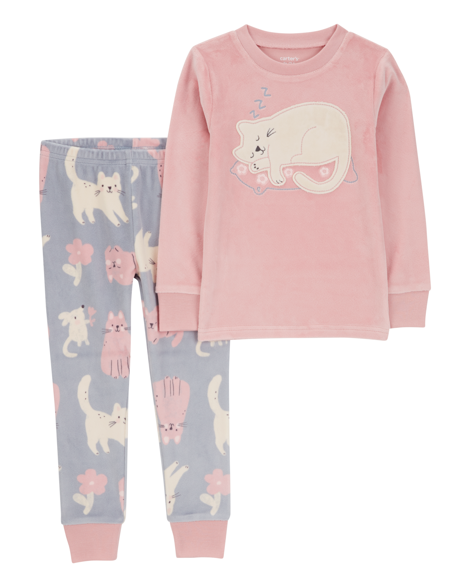 Toddler 2-Piece Cat Fuzzy Velboa Pyjamas