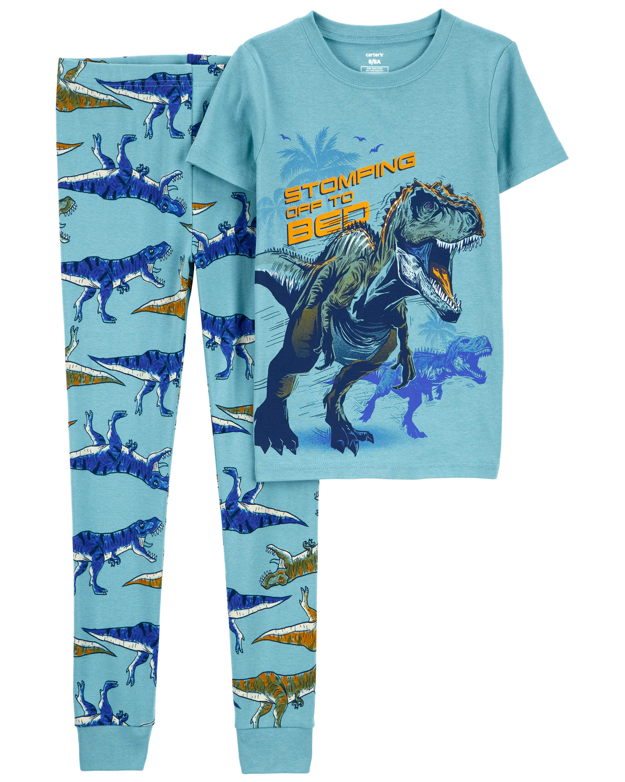 Grey 2-Piece Dinosaur 100% Snug Fit Cotton Pyjamas