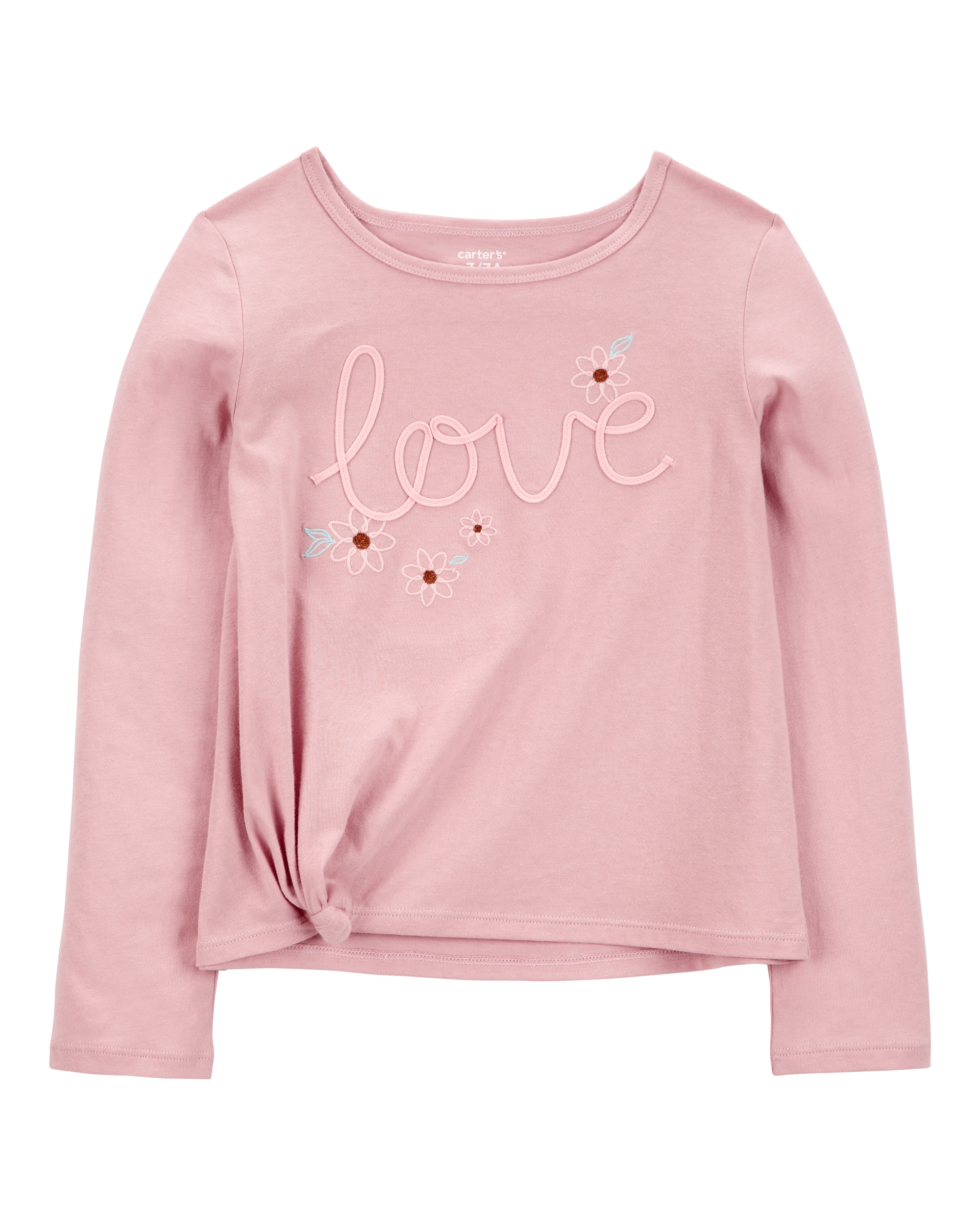 Kid Love Jersey Long-Sleeve Boxy Fit Tee - Pink