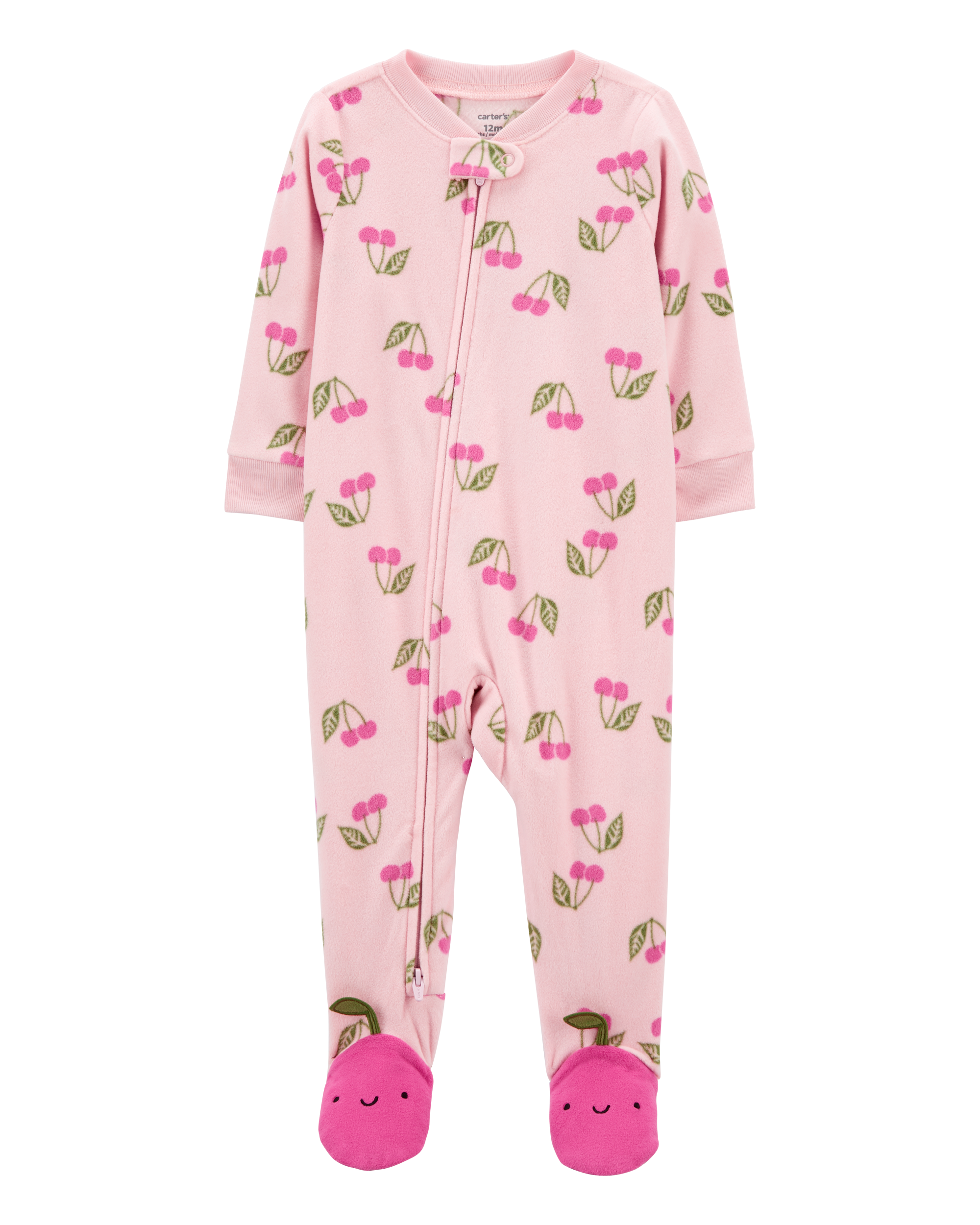 Baby 1-Piece Cherry Fleece Footie Pyjamas