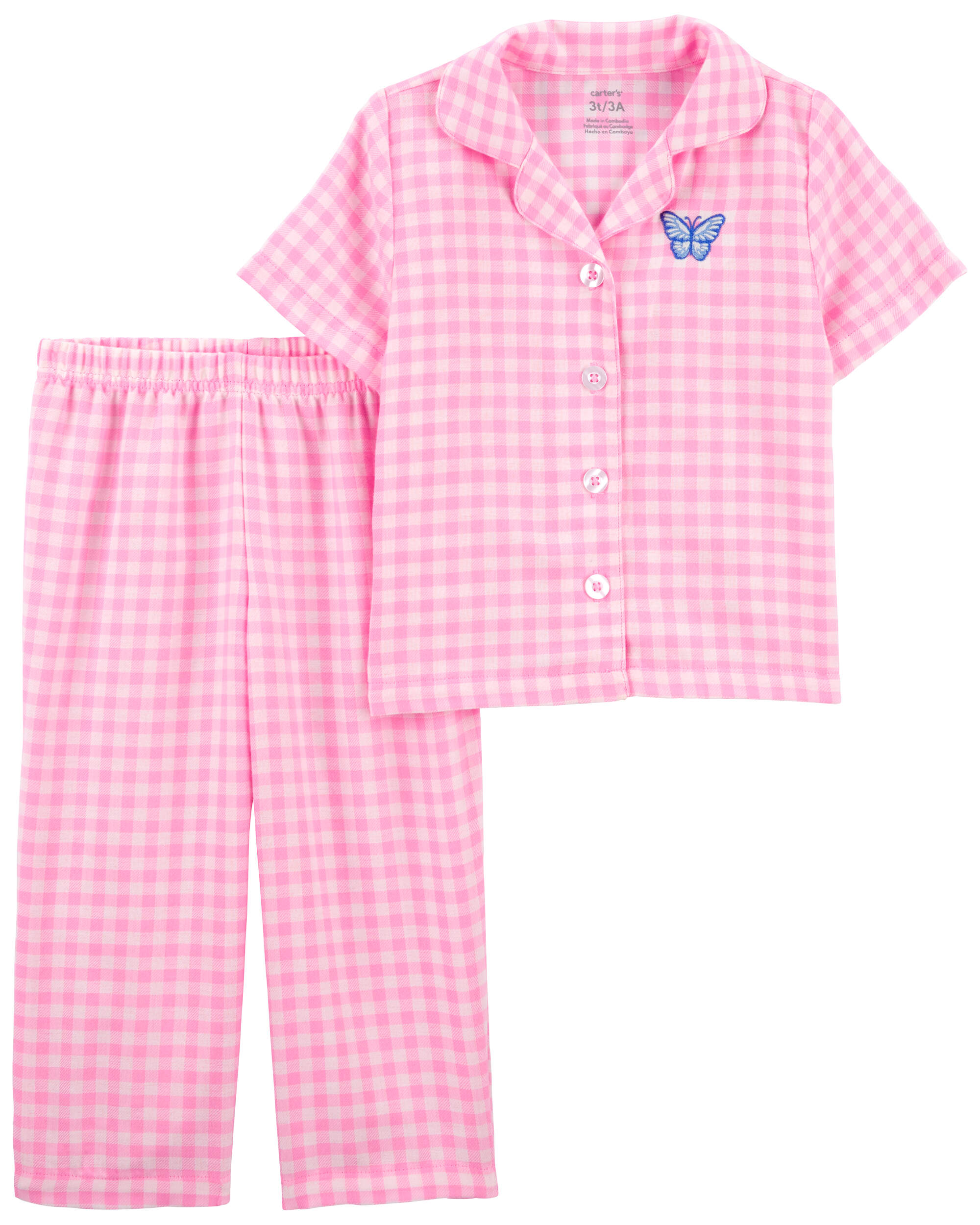 Toddler 2-Piece Plaid Coat Style Pyjamas