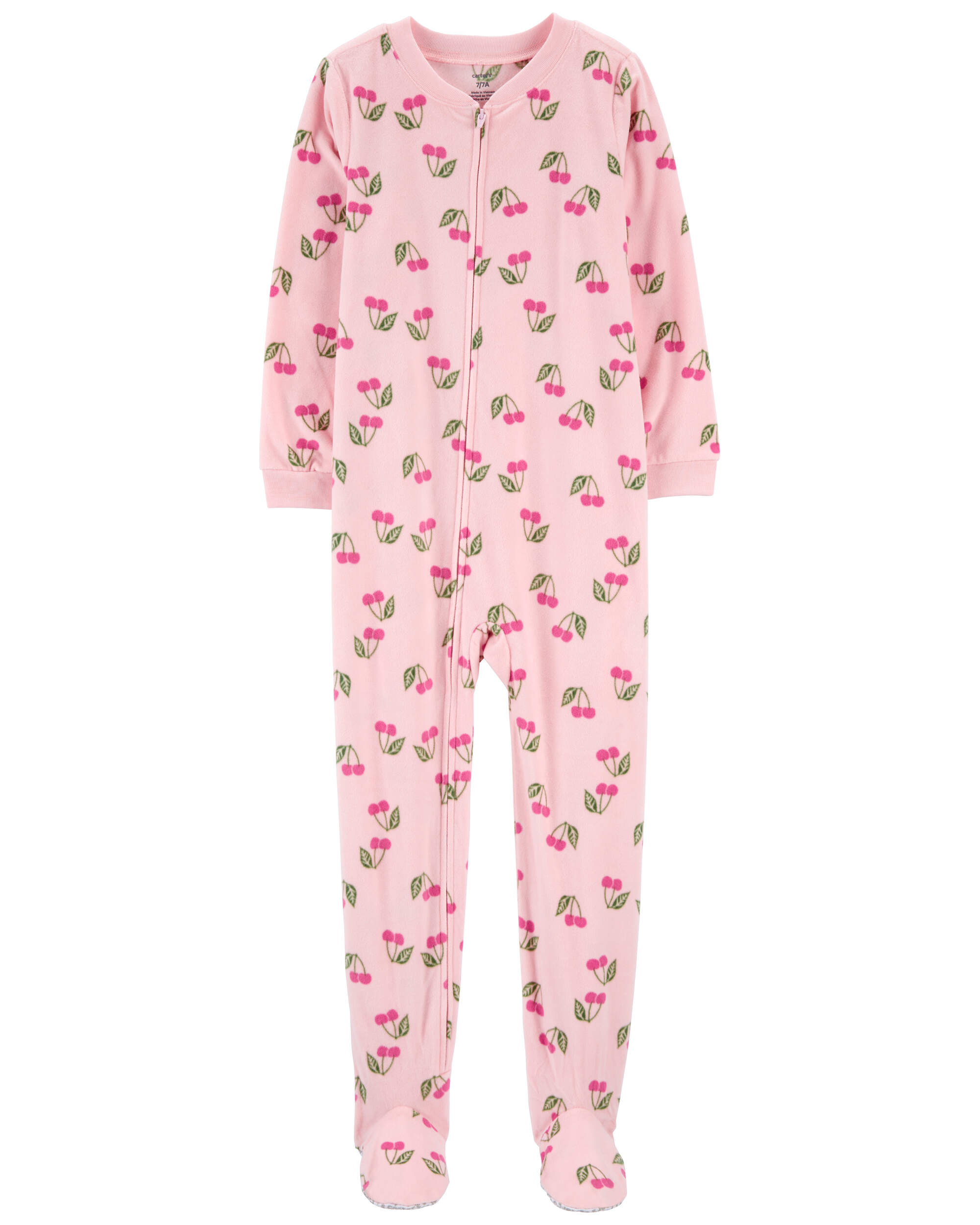 1-Piece Cherry Fleece Footie Pyjamas