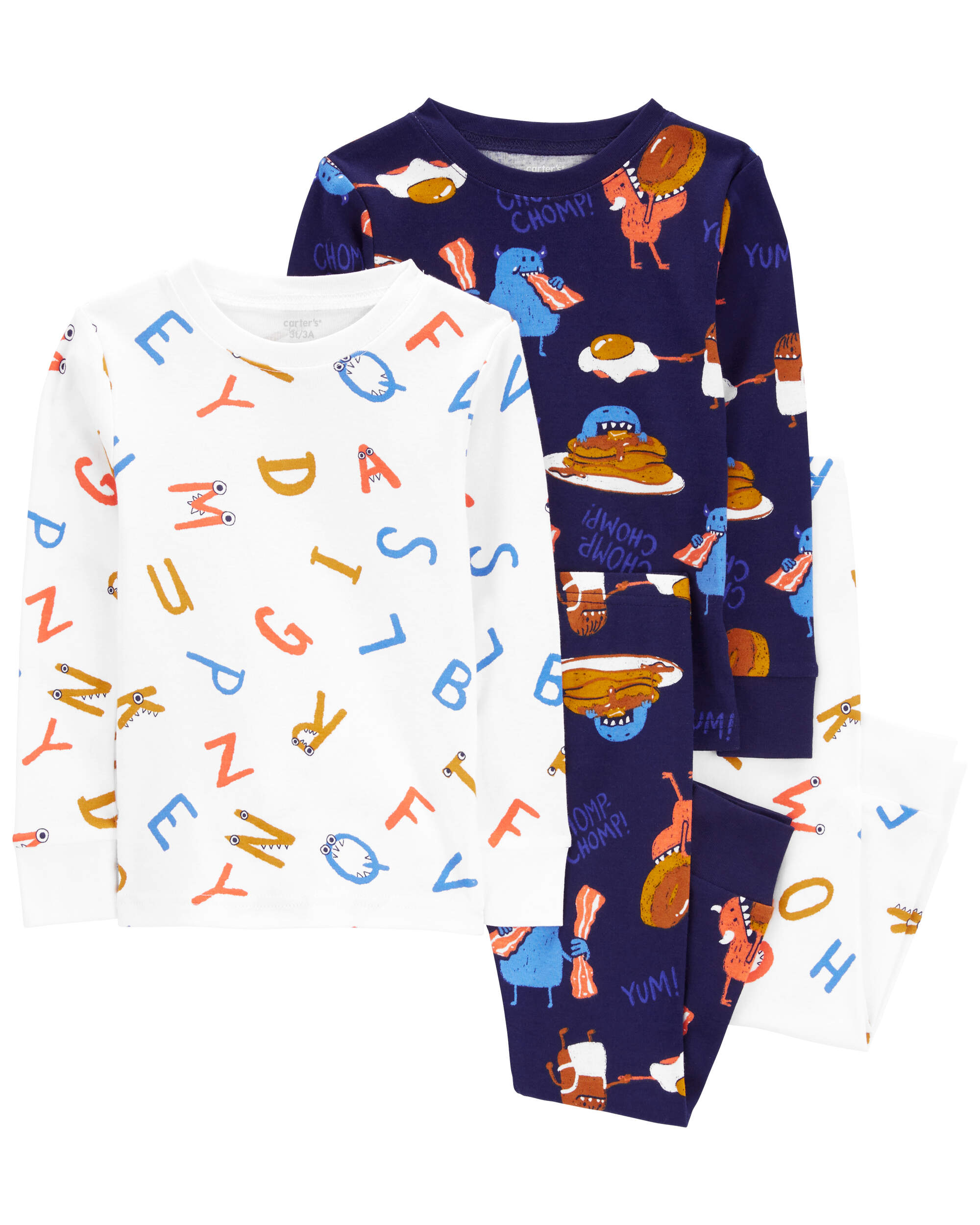 Baby 4-Piece Monster 100% Snug Fit Cotton Pyjamas