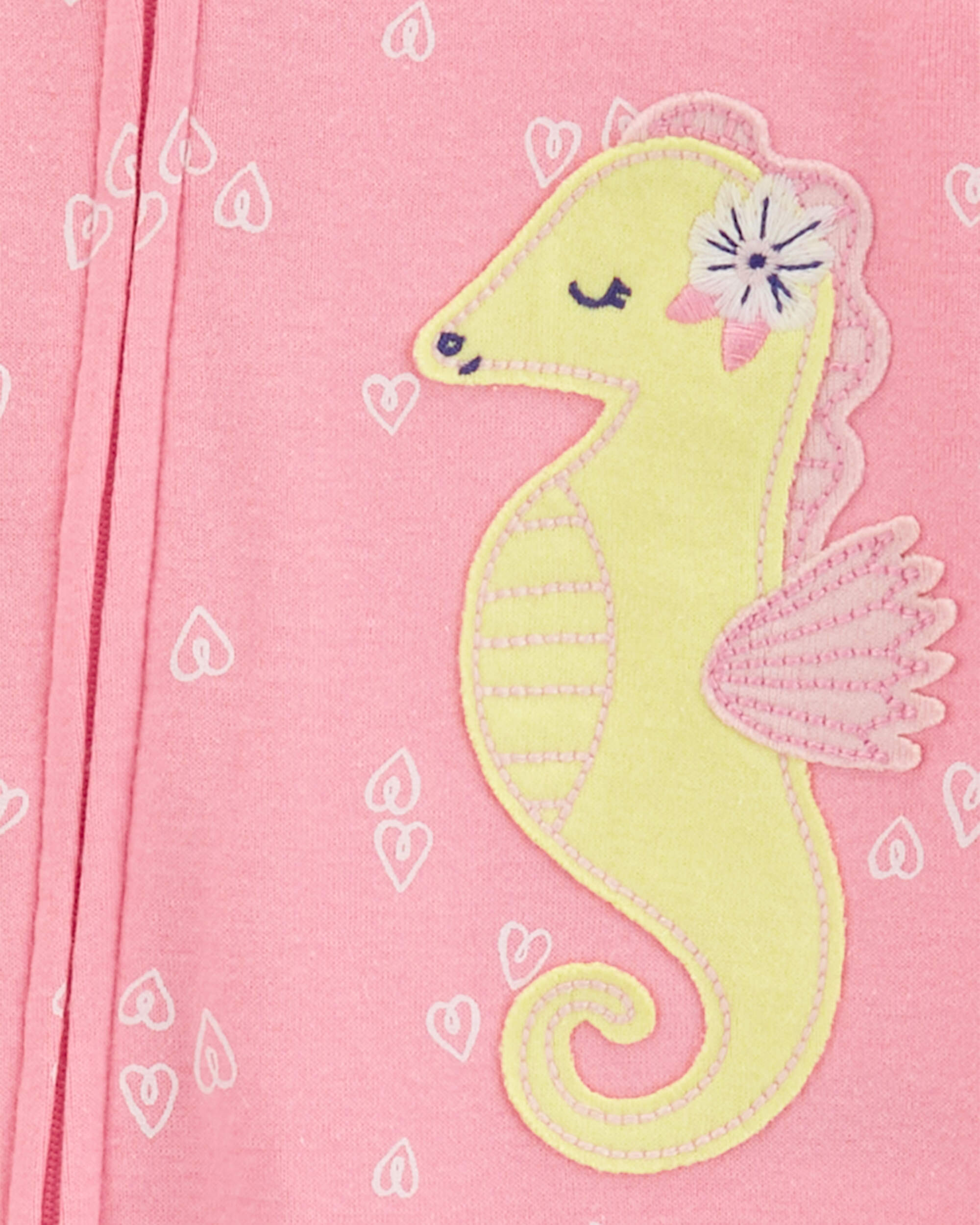 Toddler 1-Piece Sea Horse 100% Snug Fit Cotton Footie Pyjamas