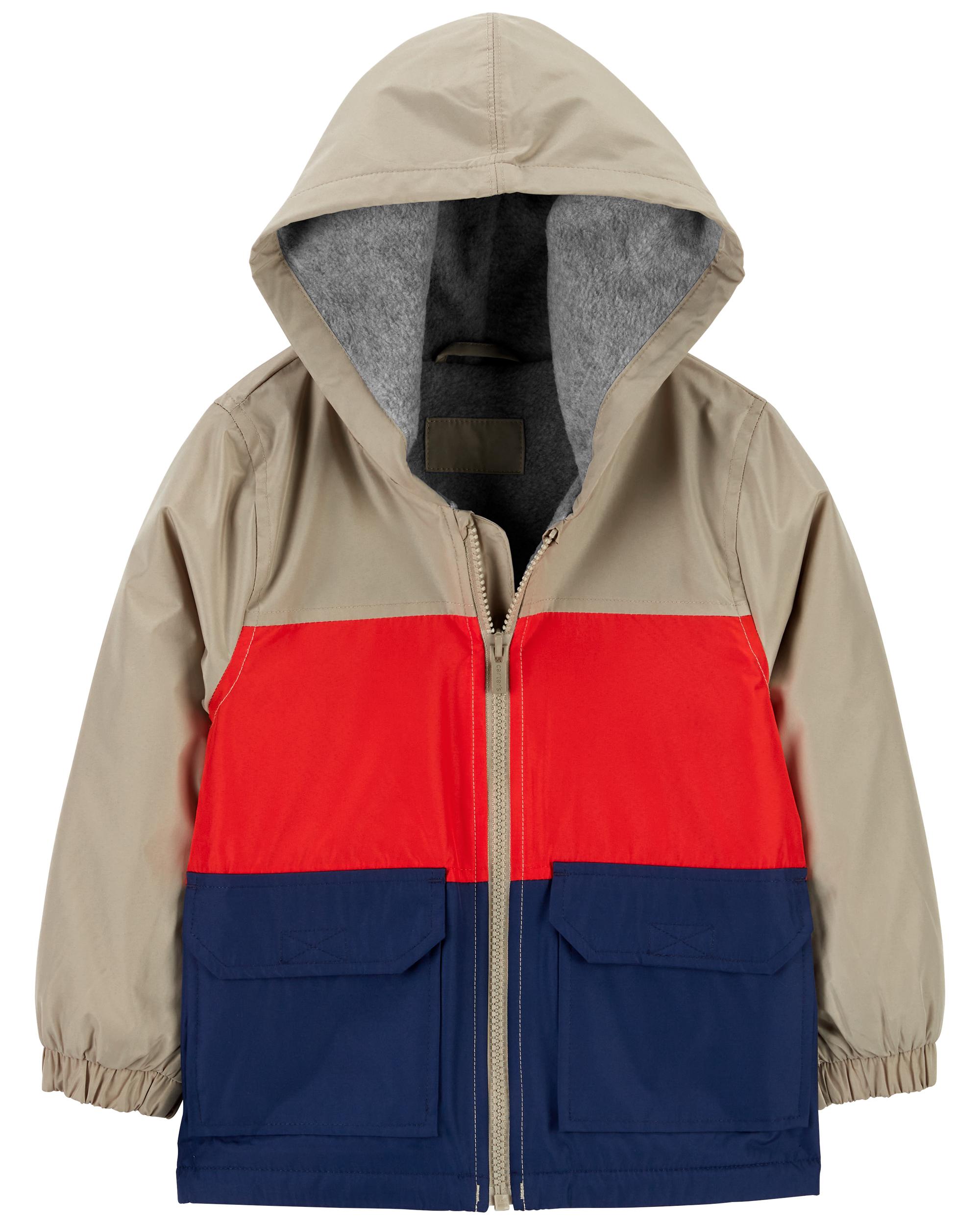 Boys fleece lined outlet rain jacket