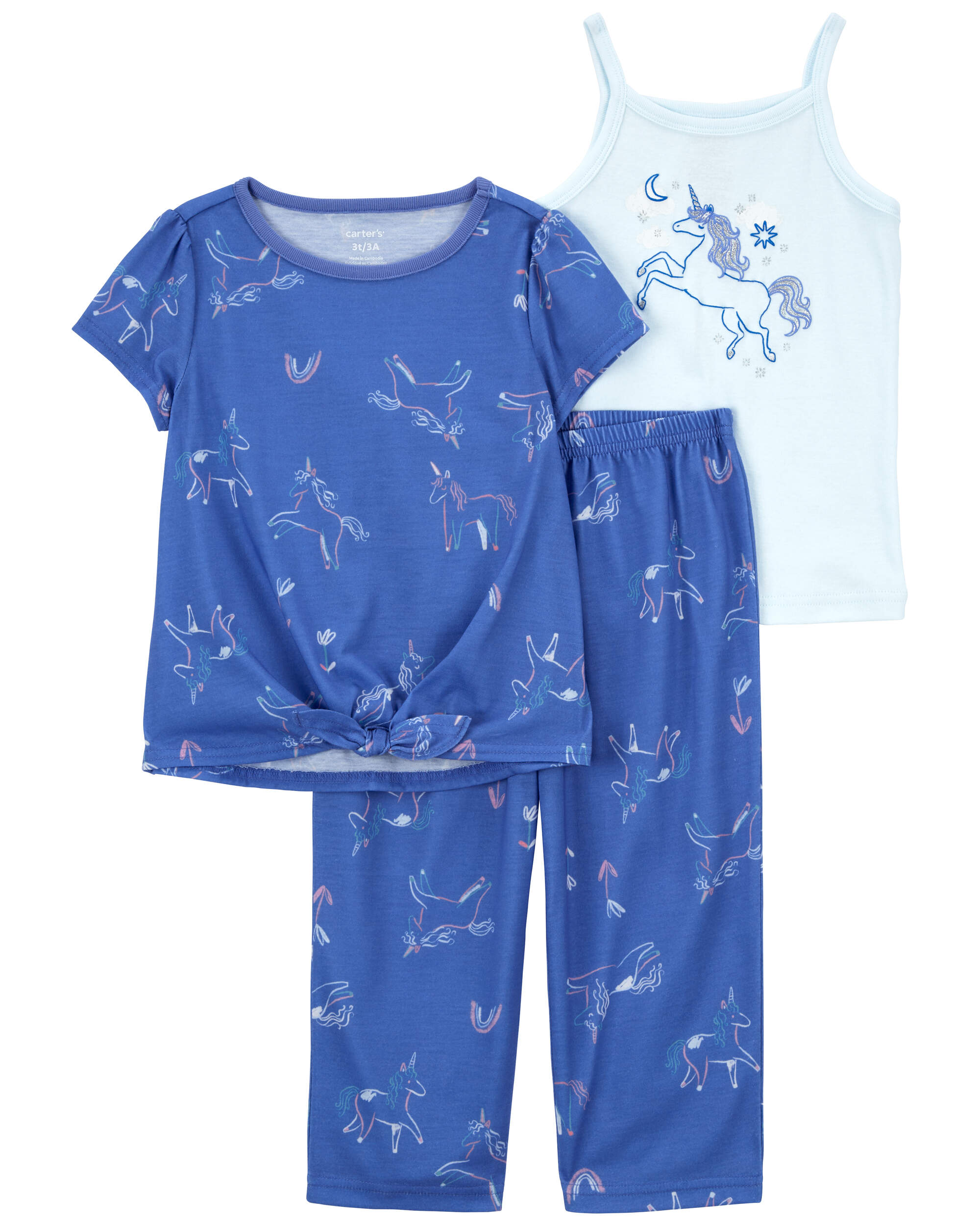 Toddler 3-Piece Unicorn Loose Fit Pyjamas