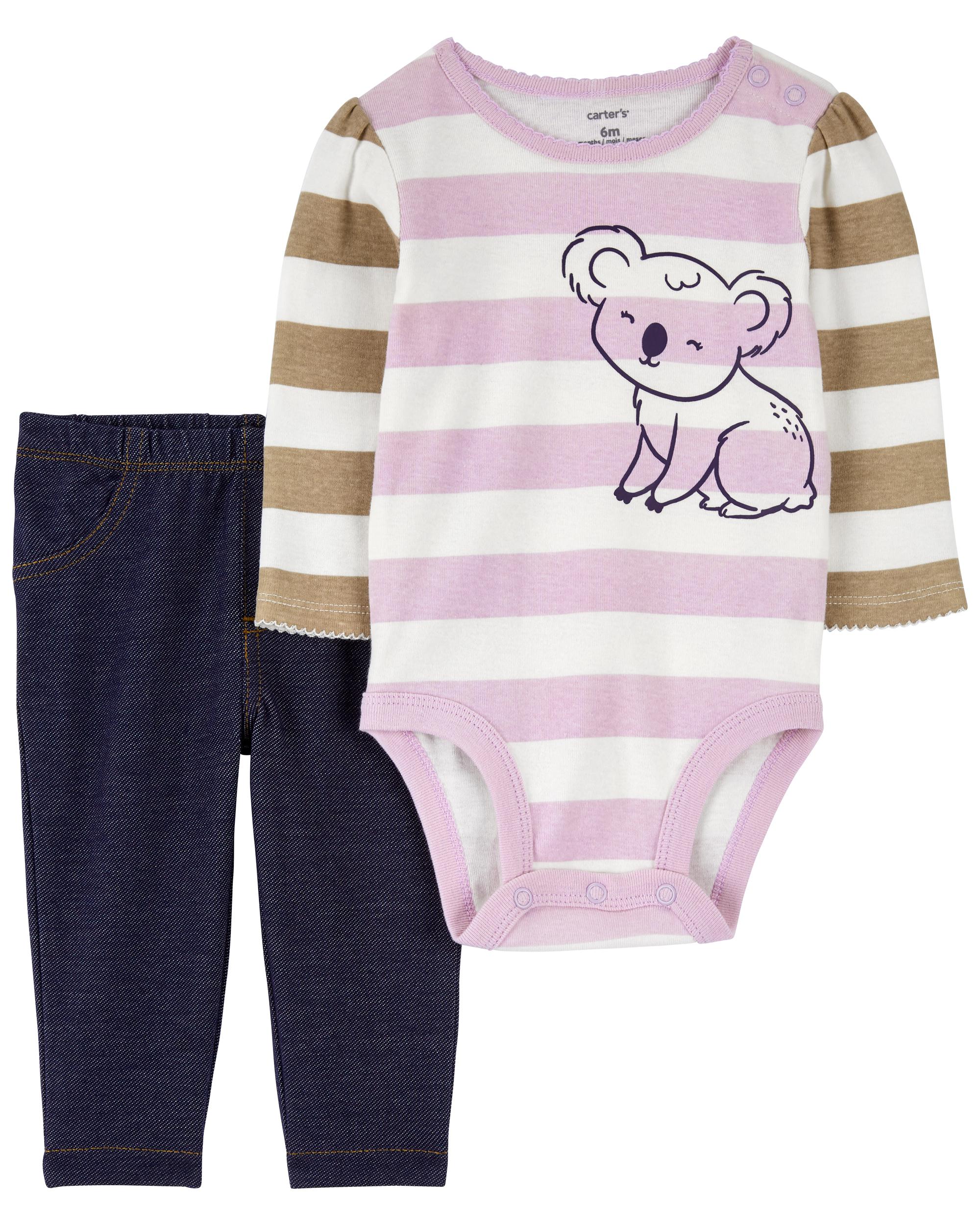 Carter's Two Piece Bodysuit Pant Set Pink 6M