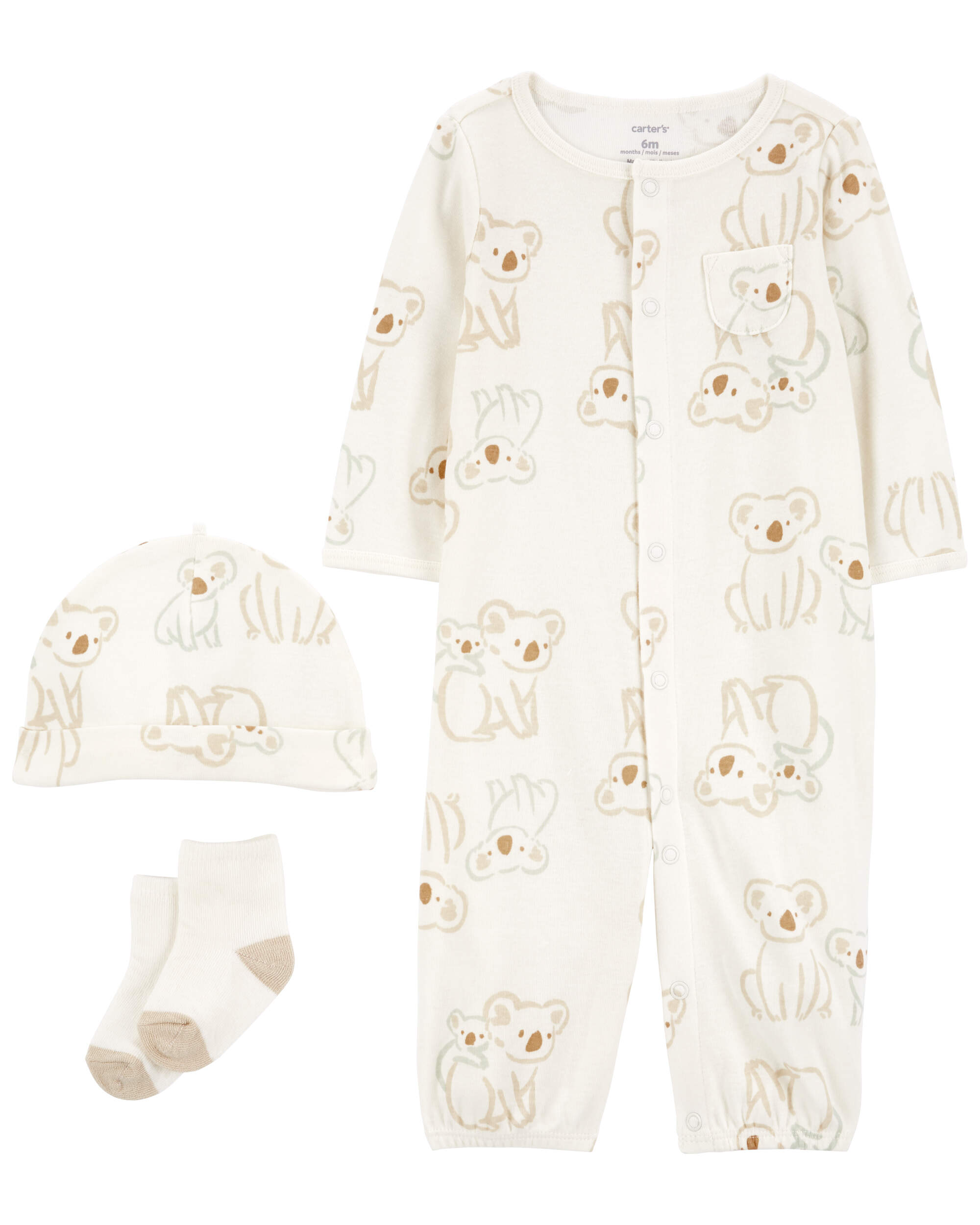 Baby Brown Koala 3-Piece Converter Gown Set