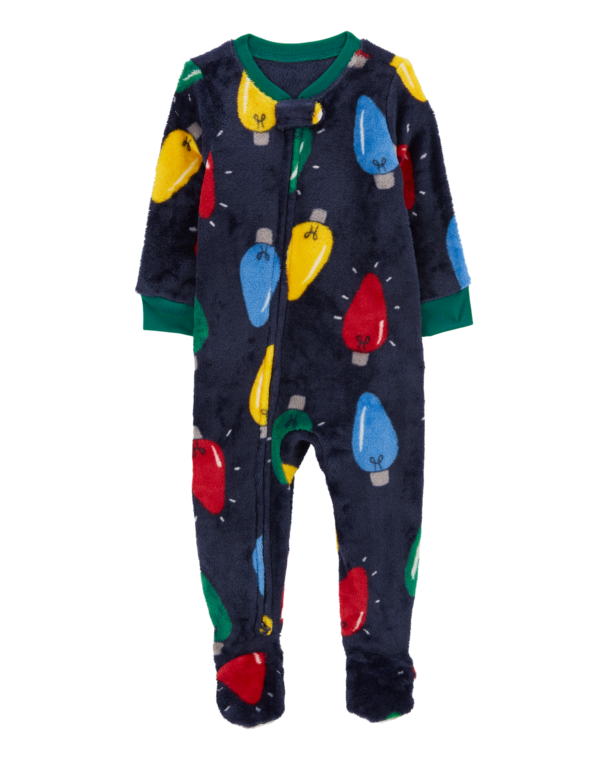 Baby 1-Piece Christmas Lights Velboa Footie Pyjamas