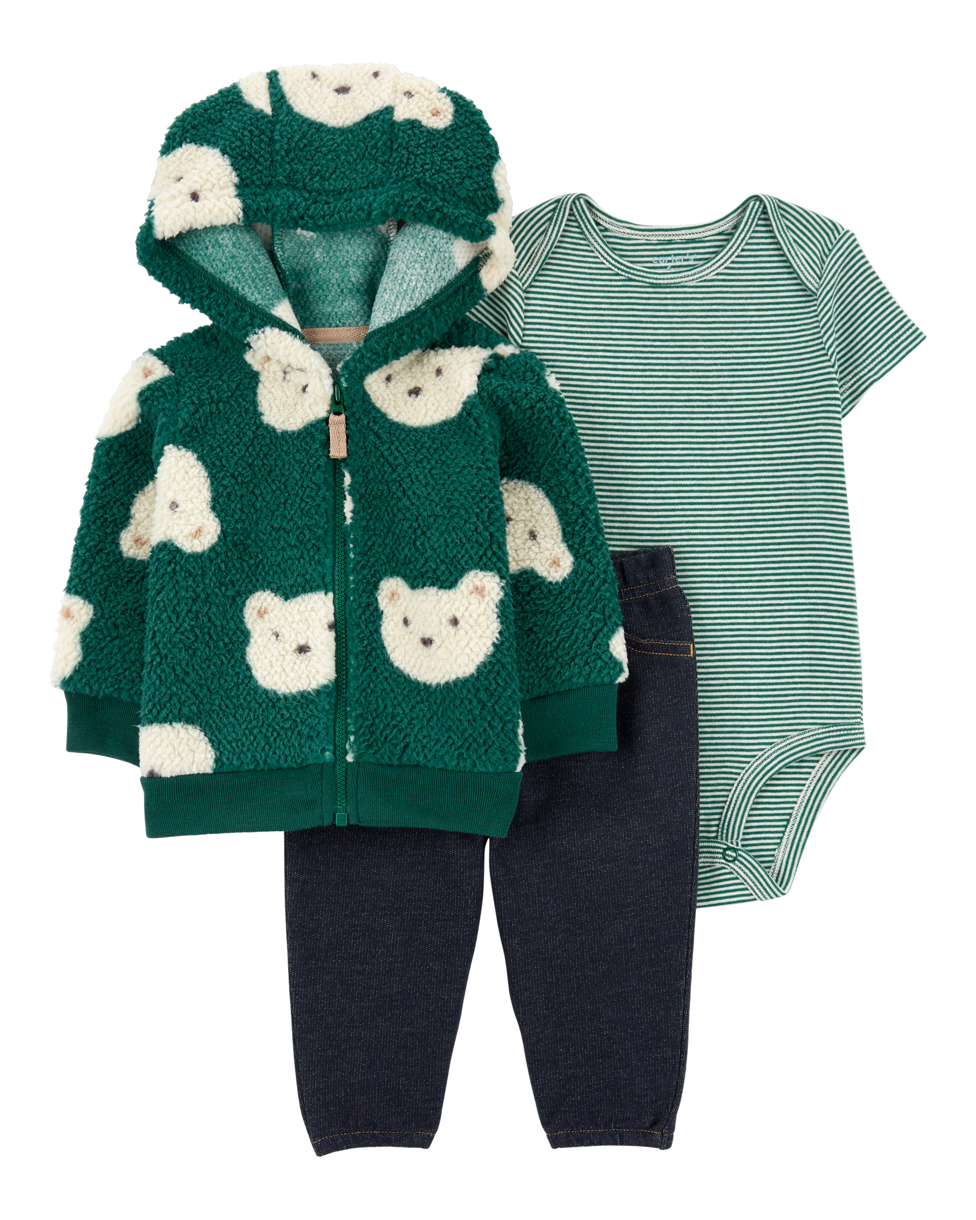 Baby 3-Piece Bear Sherpa Little Jacket Set