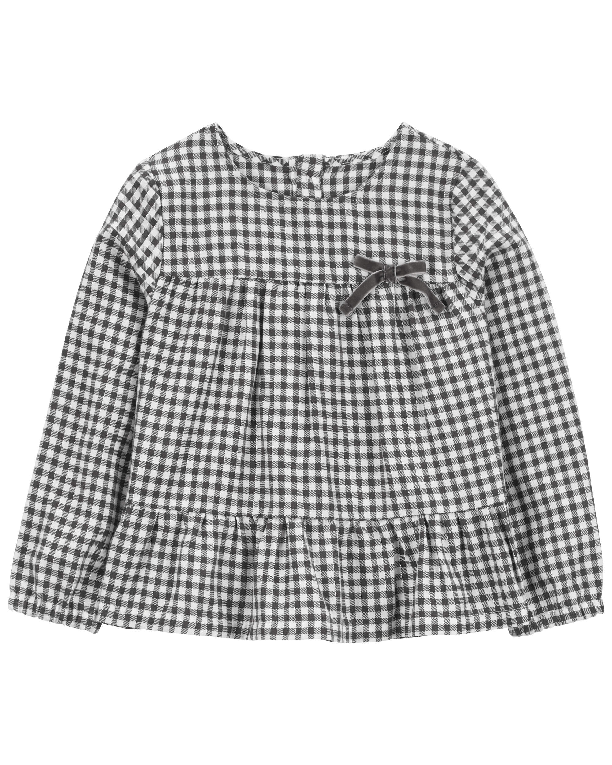 Toddler Plaid Twill Long-Sleeve Fashion Top