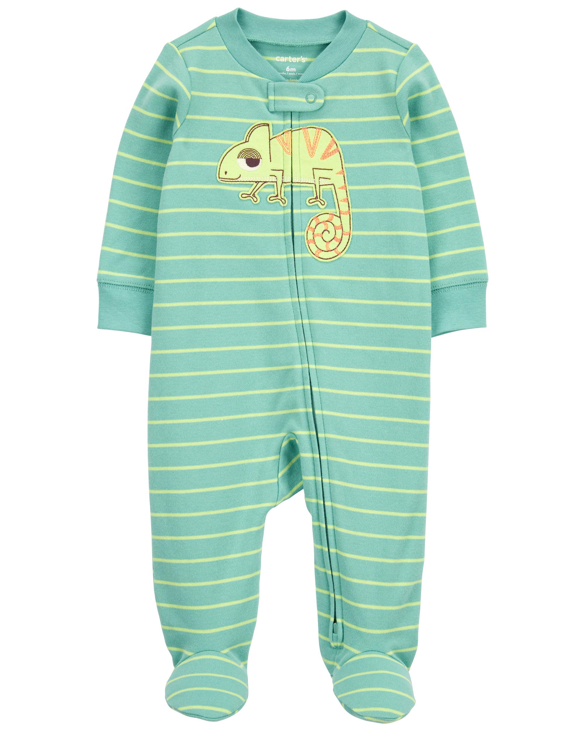 Baby Iguana Snap-Up Cotton Sleeper Pyjamas