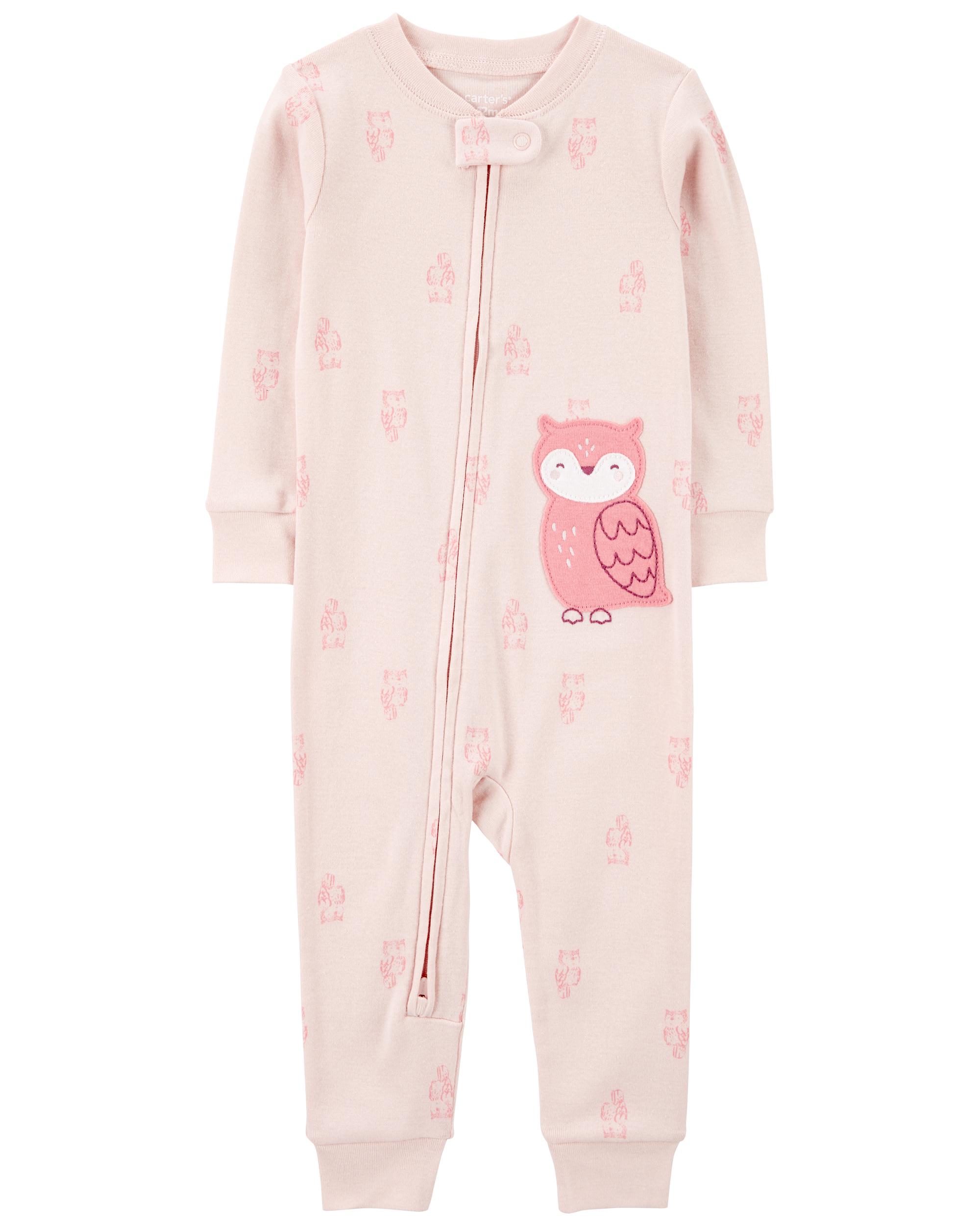 1-Piece Owl Print 100% Snug Fit Cotton Footless Pajamas