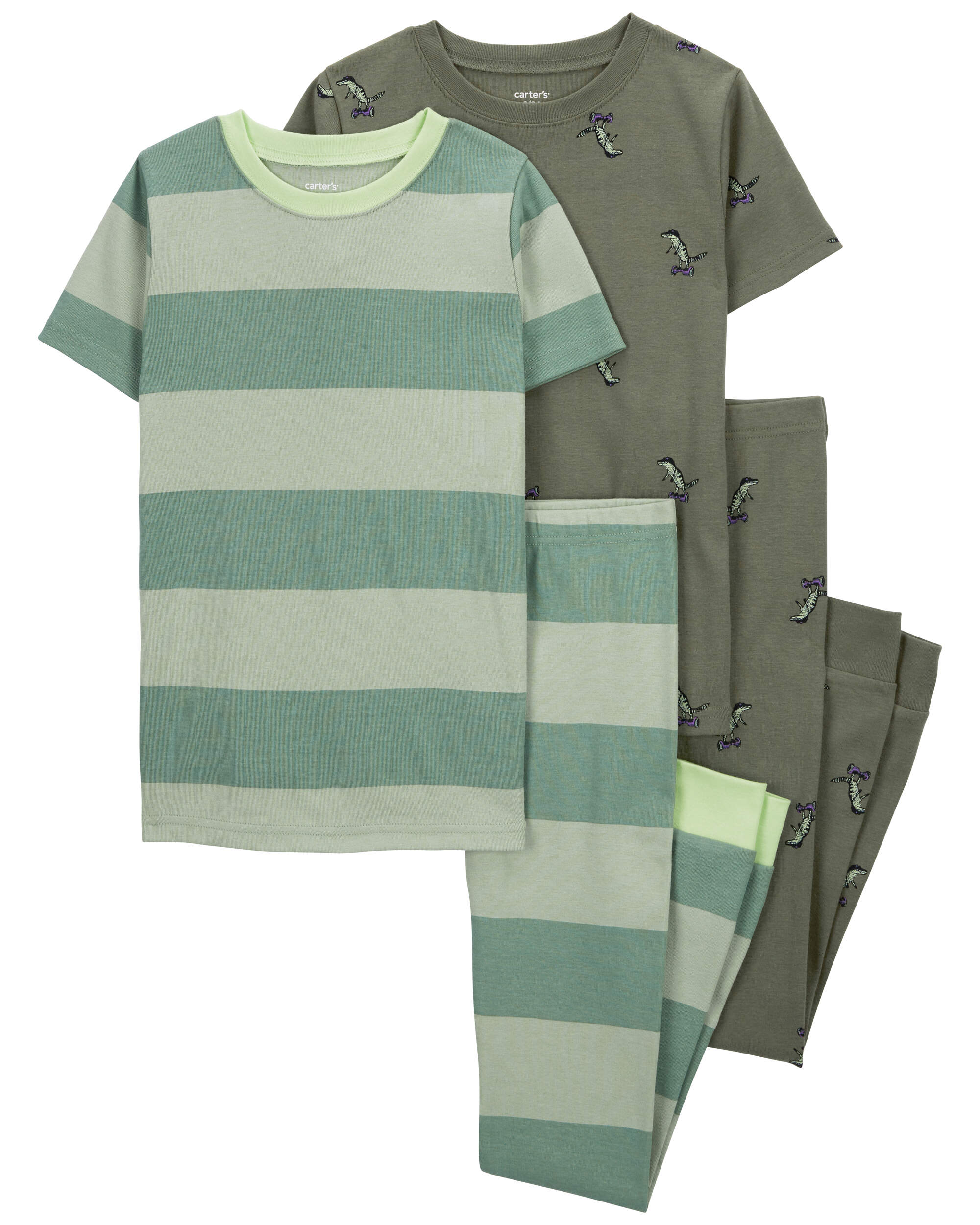 4-Piece Rugby Stripe 100% Snug Fit Cotton Pyjamas