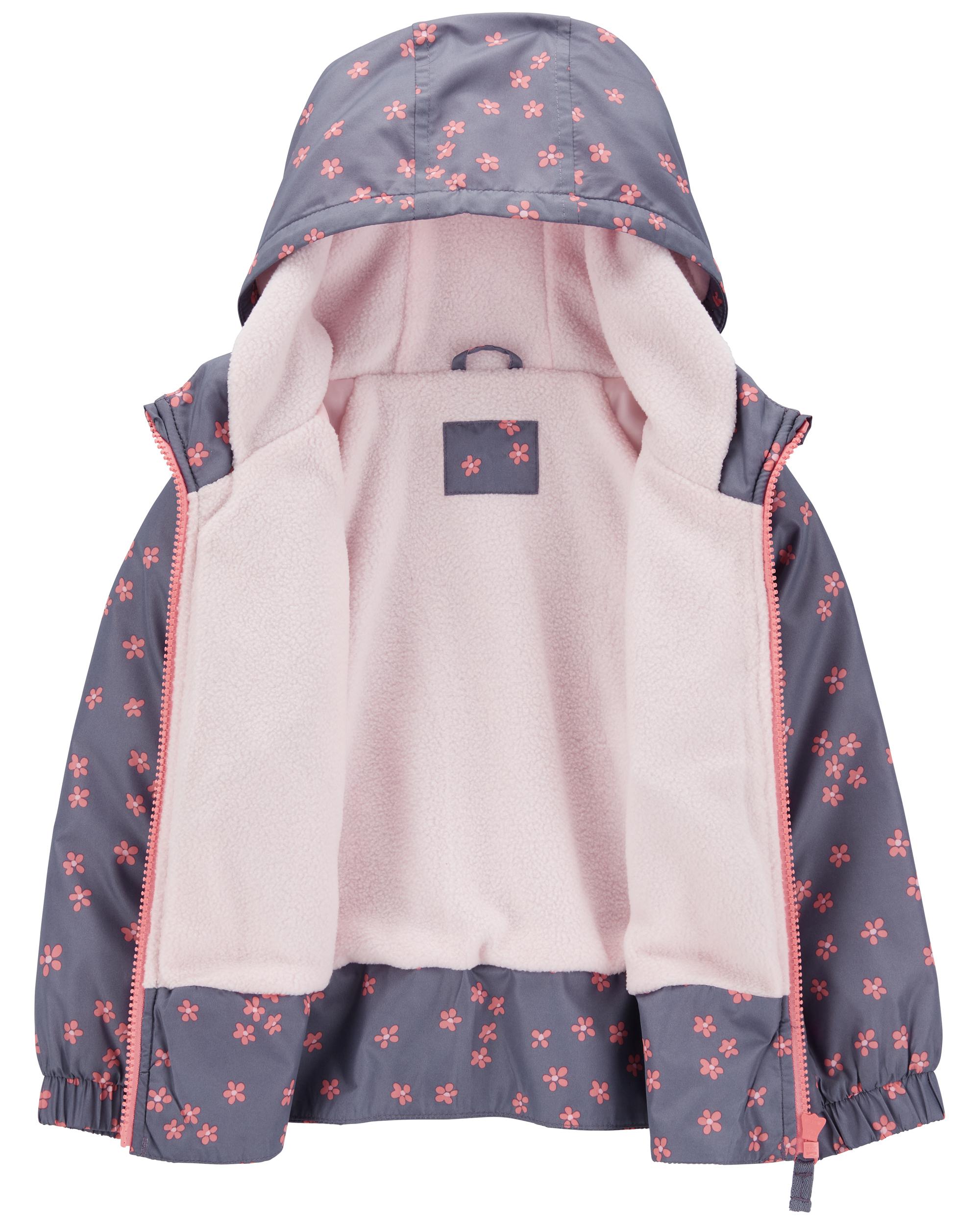 Kid Fleece-Lined Printed Flower Jacket