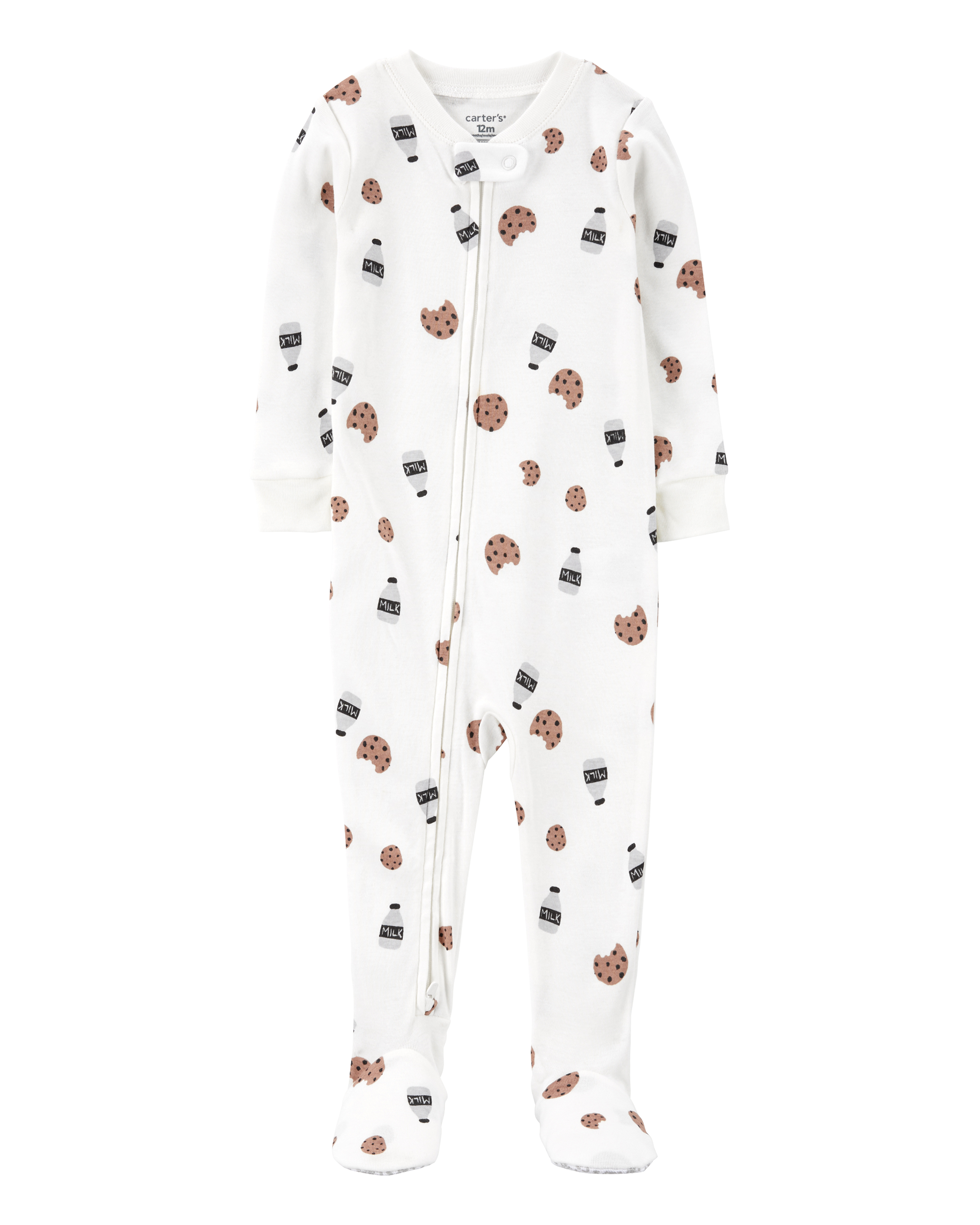 Toddler 1-Piece Milk & Cookies 100% Snug Fit Cotton Footies Pyjamas