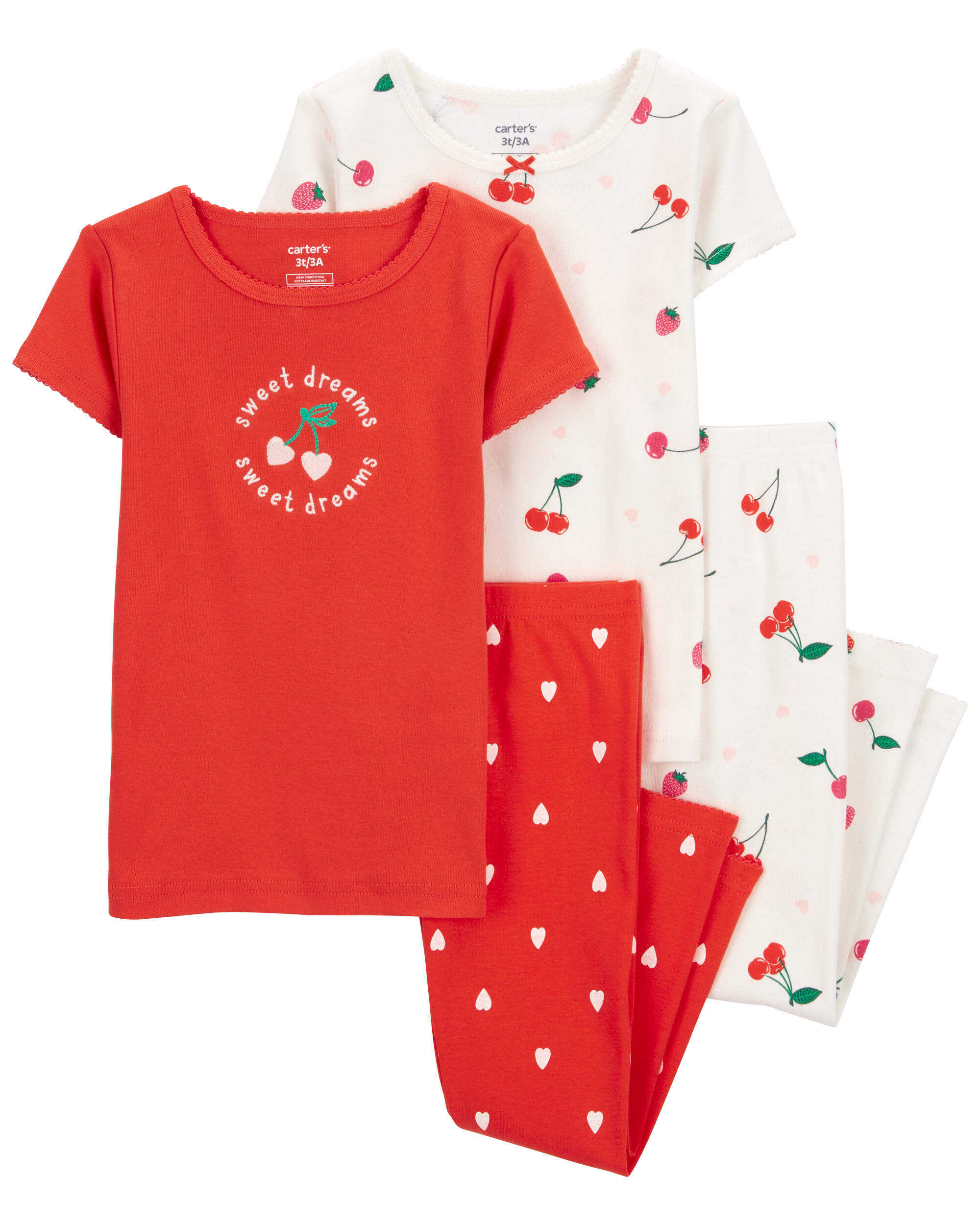 Toddler 4-Piece Cherry 100% Snug Fit Cotton Pyjamas
