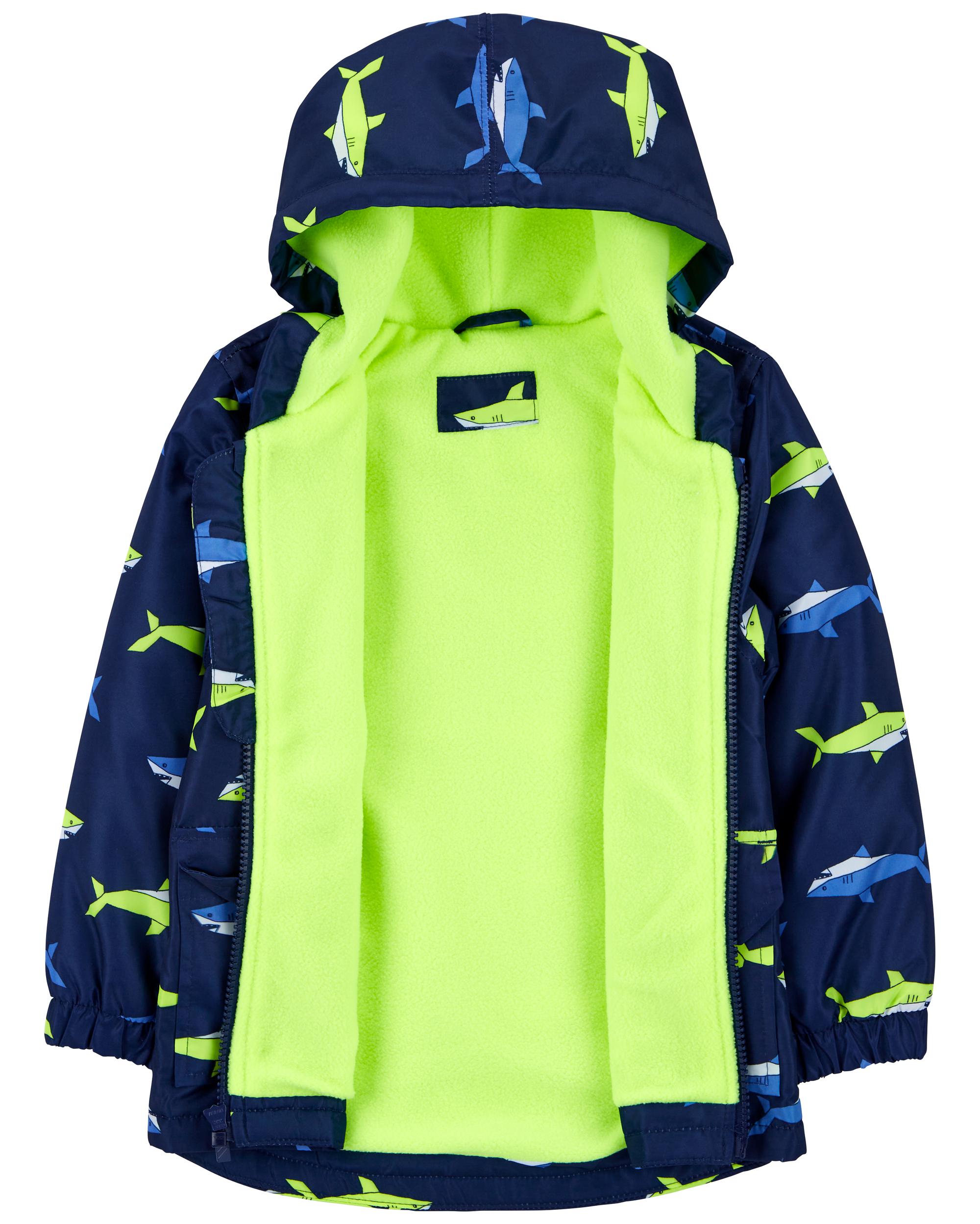 Kid Shark Print Rain Jacket