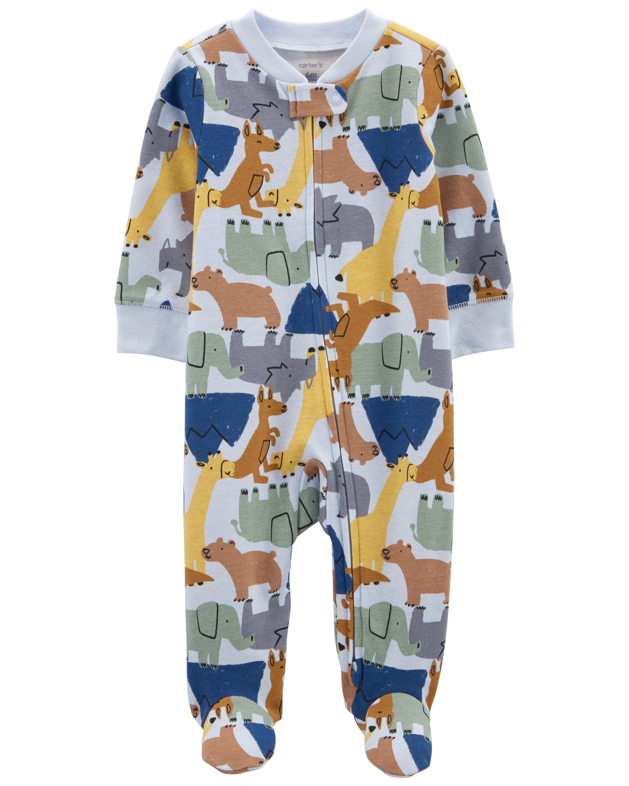 Baby Animal 2-Way Zip Cotton Sleeper Pyjamas