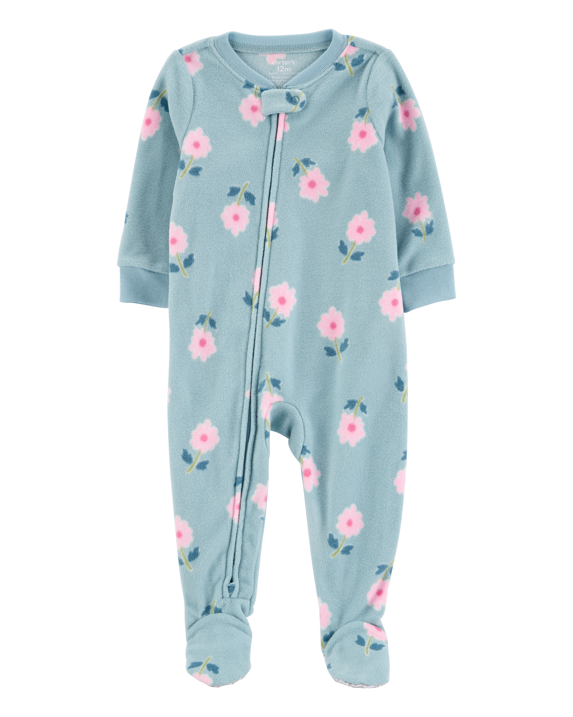 Baby 1-Piece Floral Fleece Footie Pyjamas