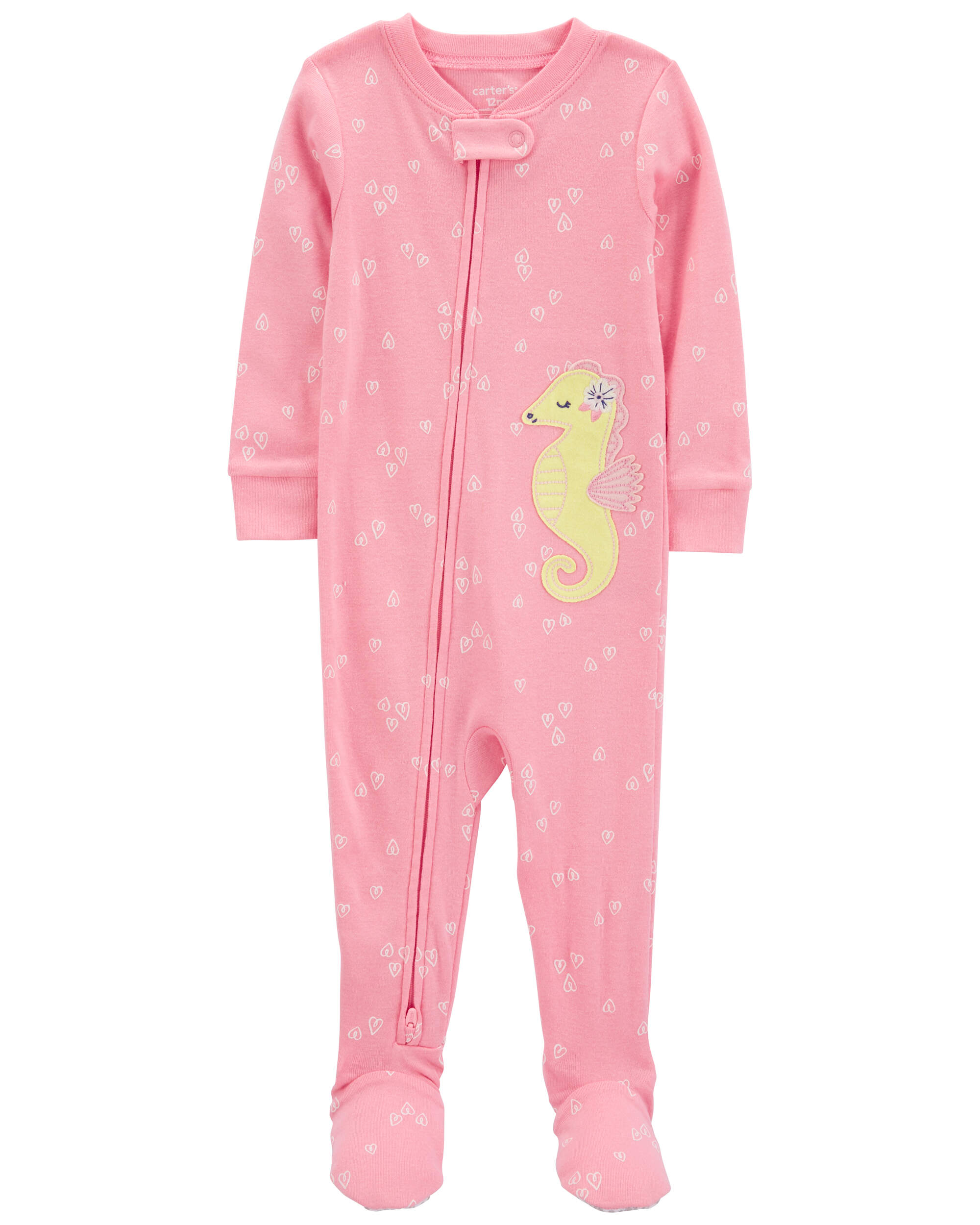 Toddler 1-Piece Sea Horse 100% Snug Fit Cotton Footie Pyjamas