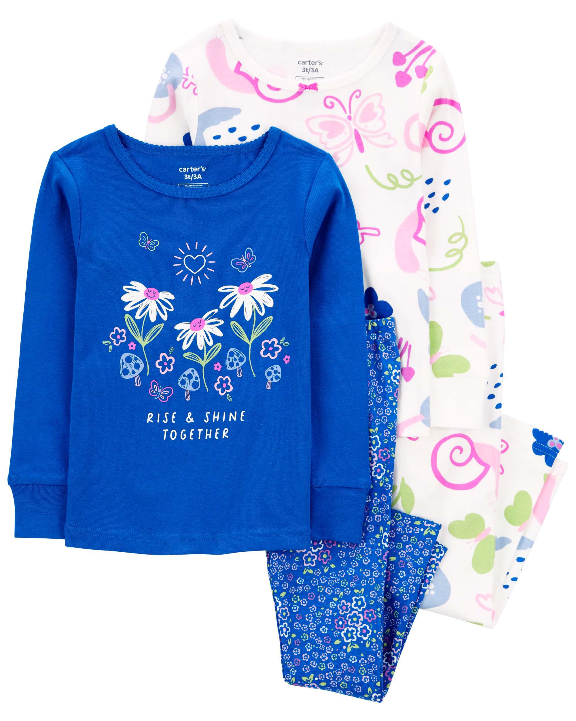 Baby 4-Piece Blue Floral Print Pyjama Set