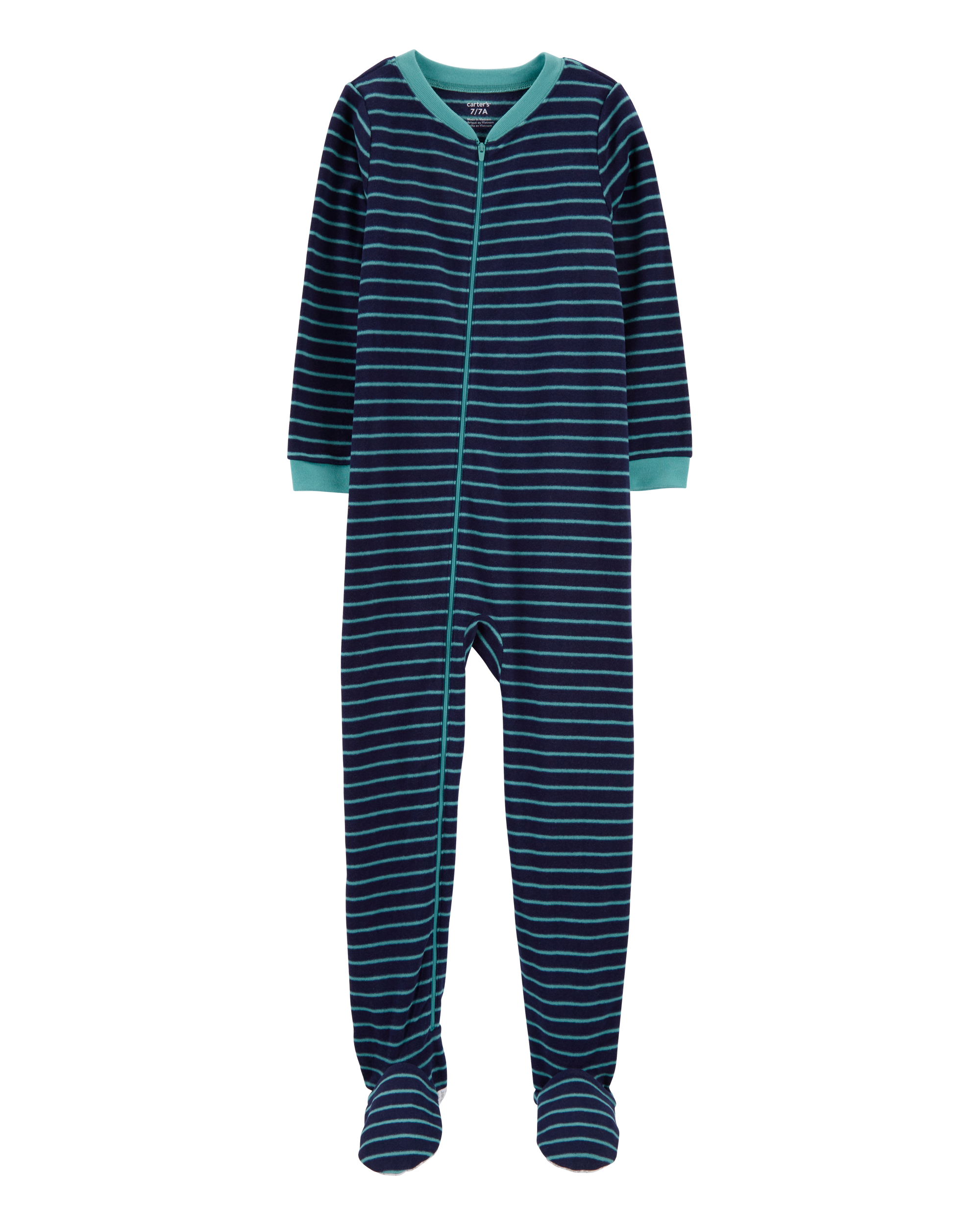 Kid 1-Piece Striped Fleece Footie Pyjamas