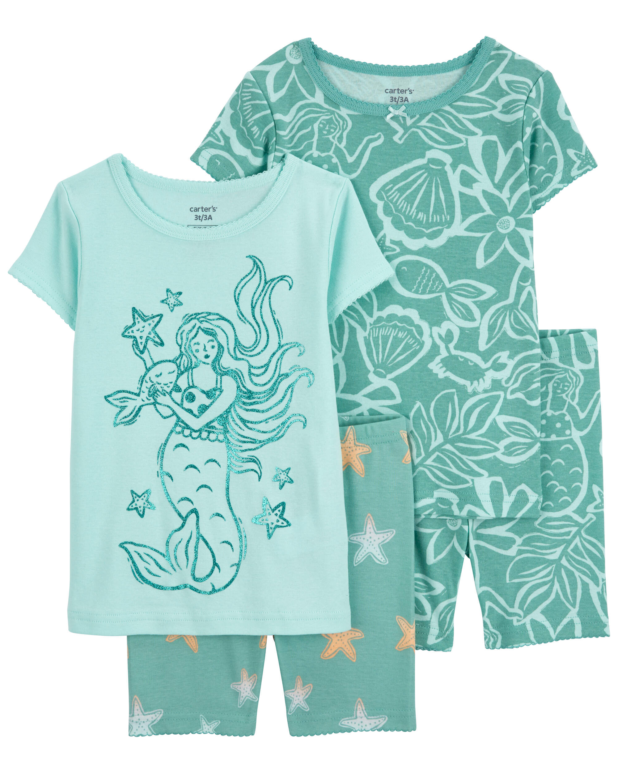 Baby 4-Piece Mermaid 100% Snug Fit Cotton Pyjamas