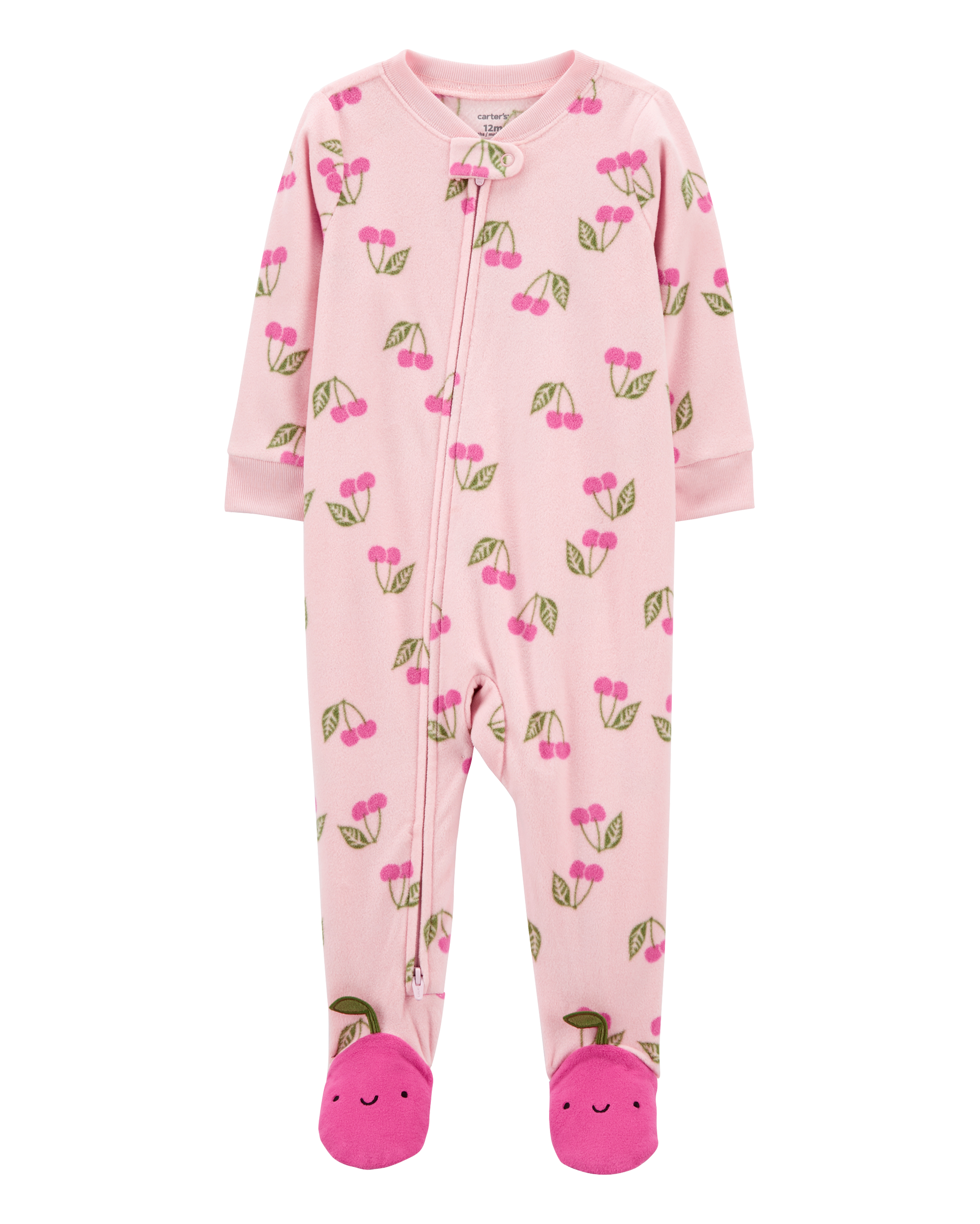 Toddler 1-Piece Cherry Fleece Footie Pyjamas