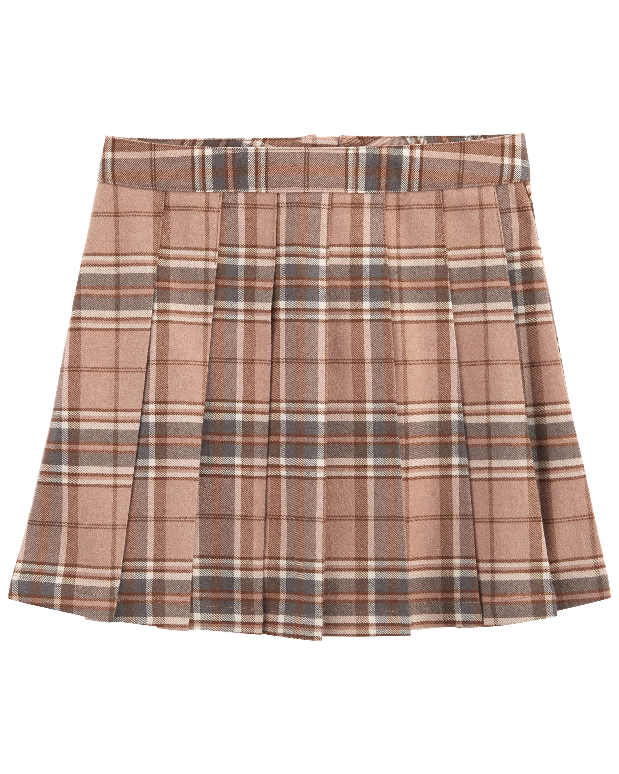 Brown and outlet white plaid skirt