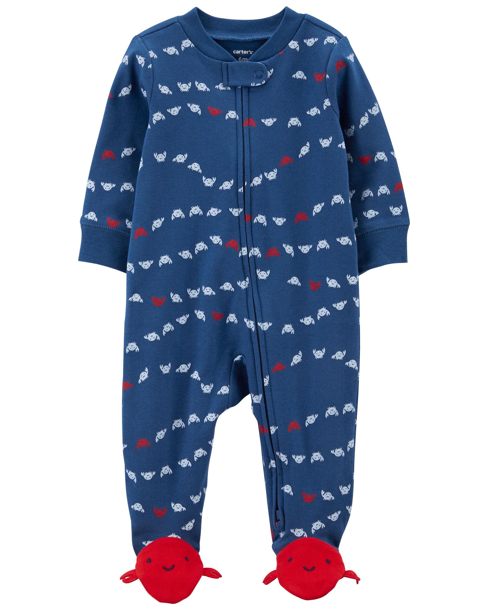 Baby Crab 2-Way Zip Cotton Sleeper Pyjamas